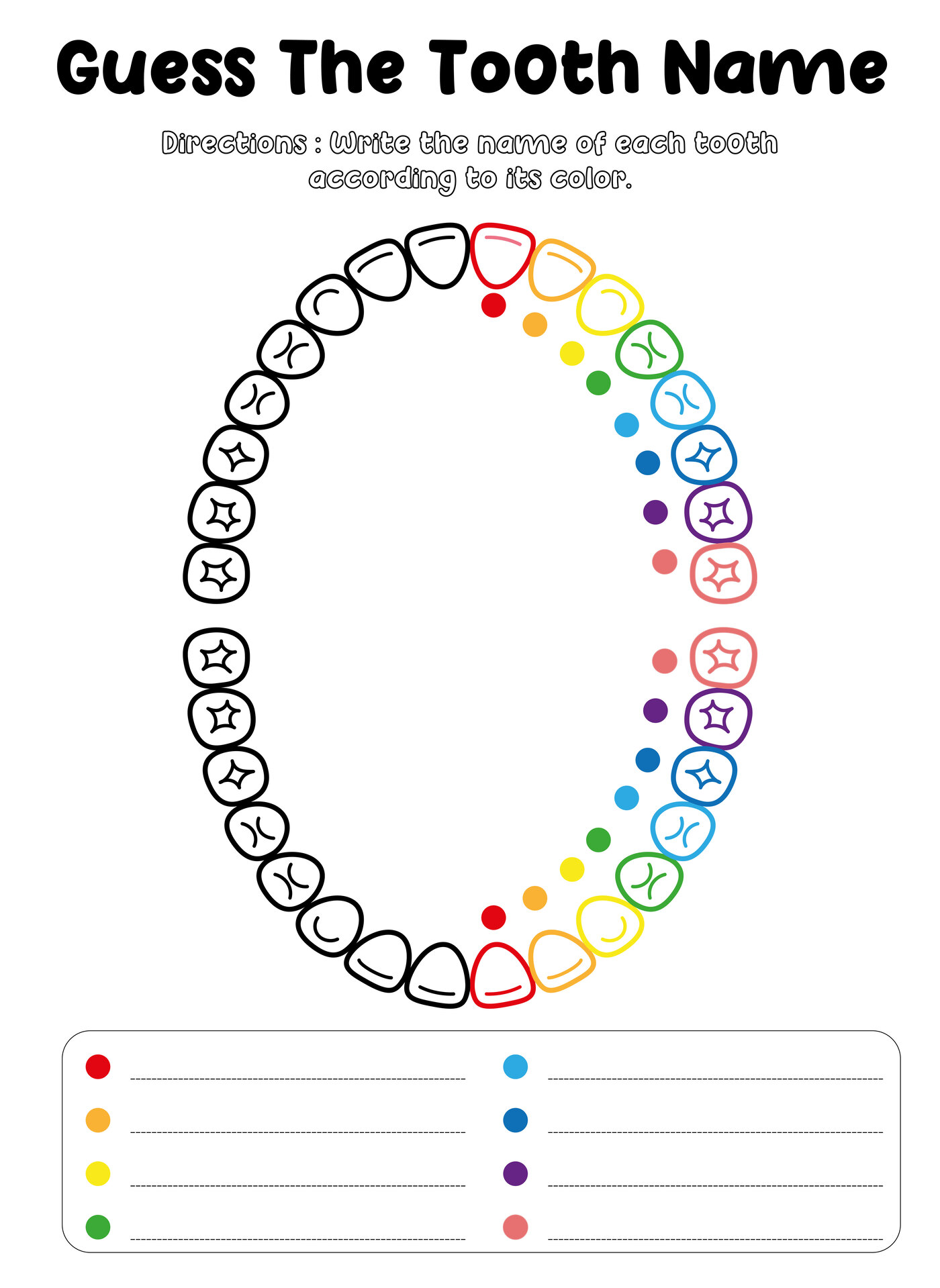 Teeth and Mouth Learning Sheets