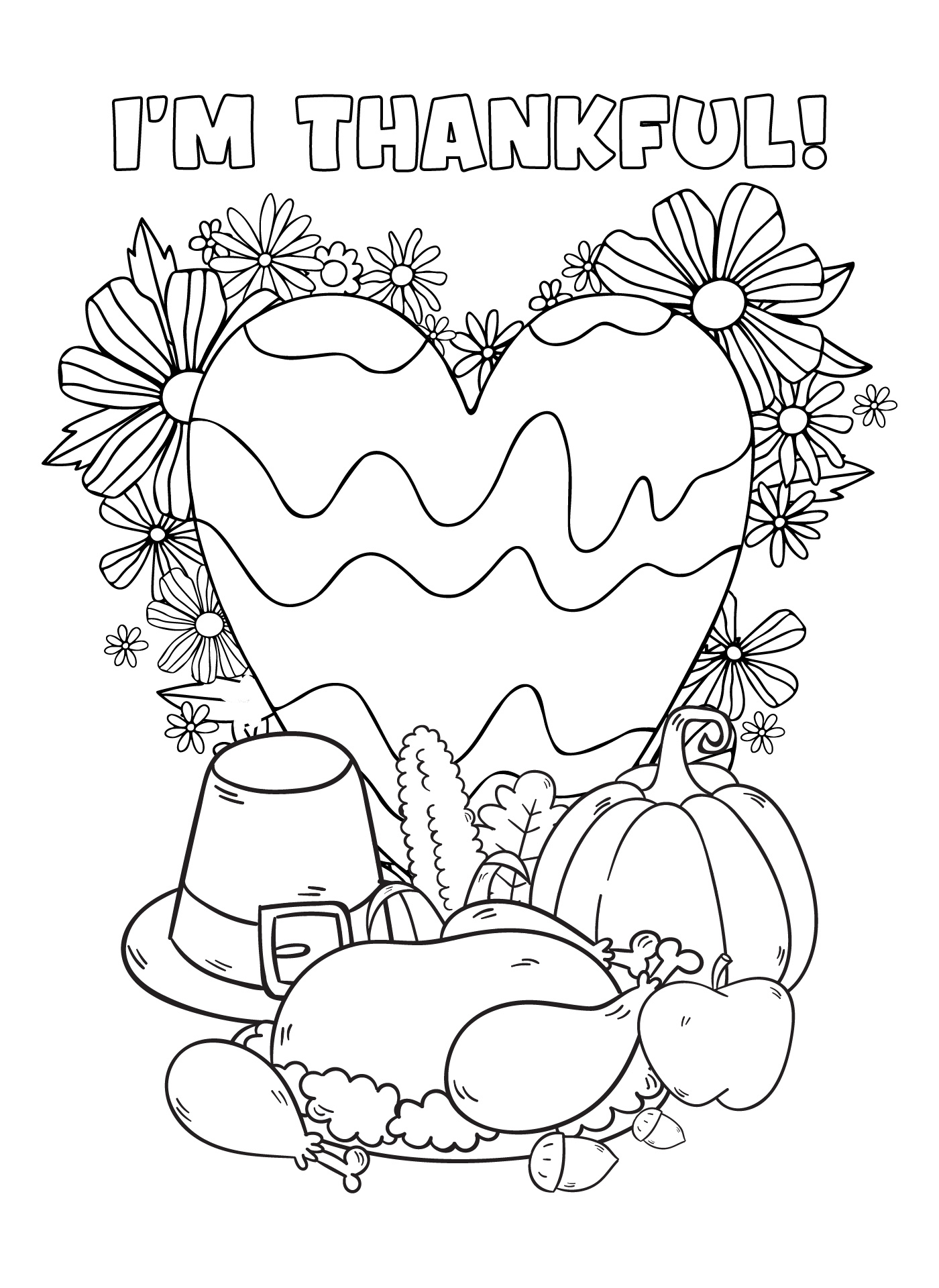 Thankful Heart Coloring Pages for Children