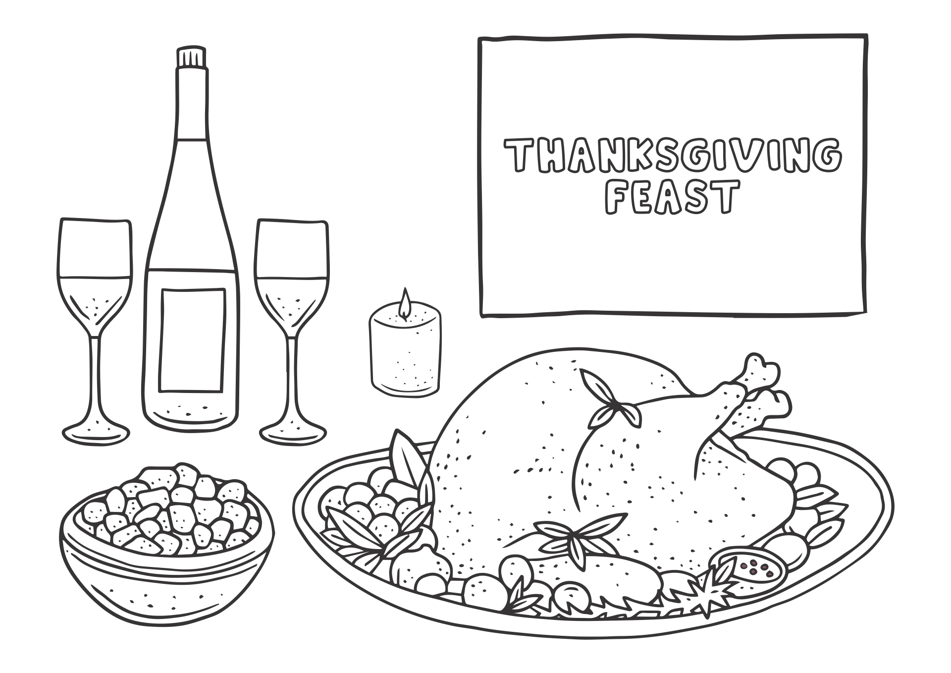 Thanksgiving Feast Coloring Pages