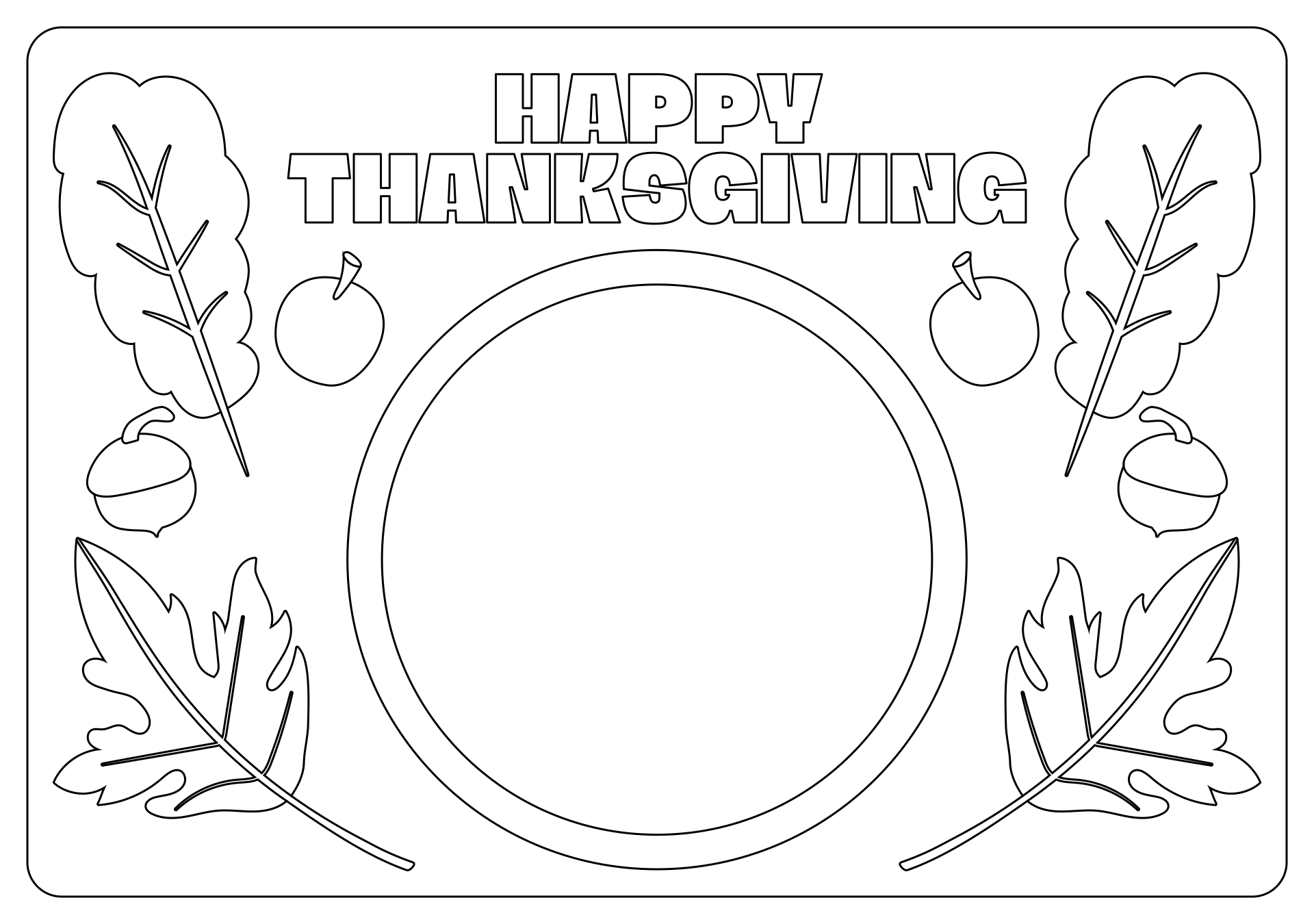 Thanksgiving Placemat Coloring Pages