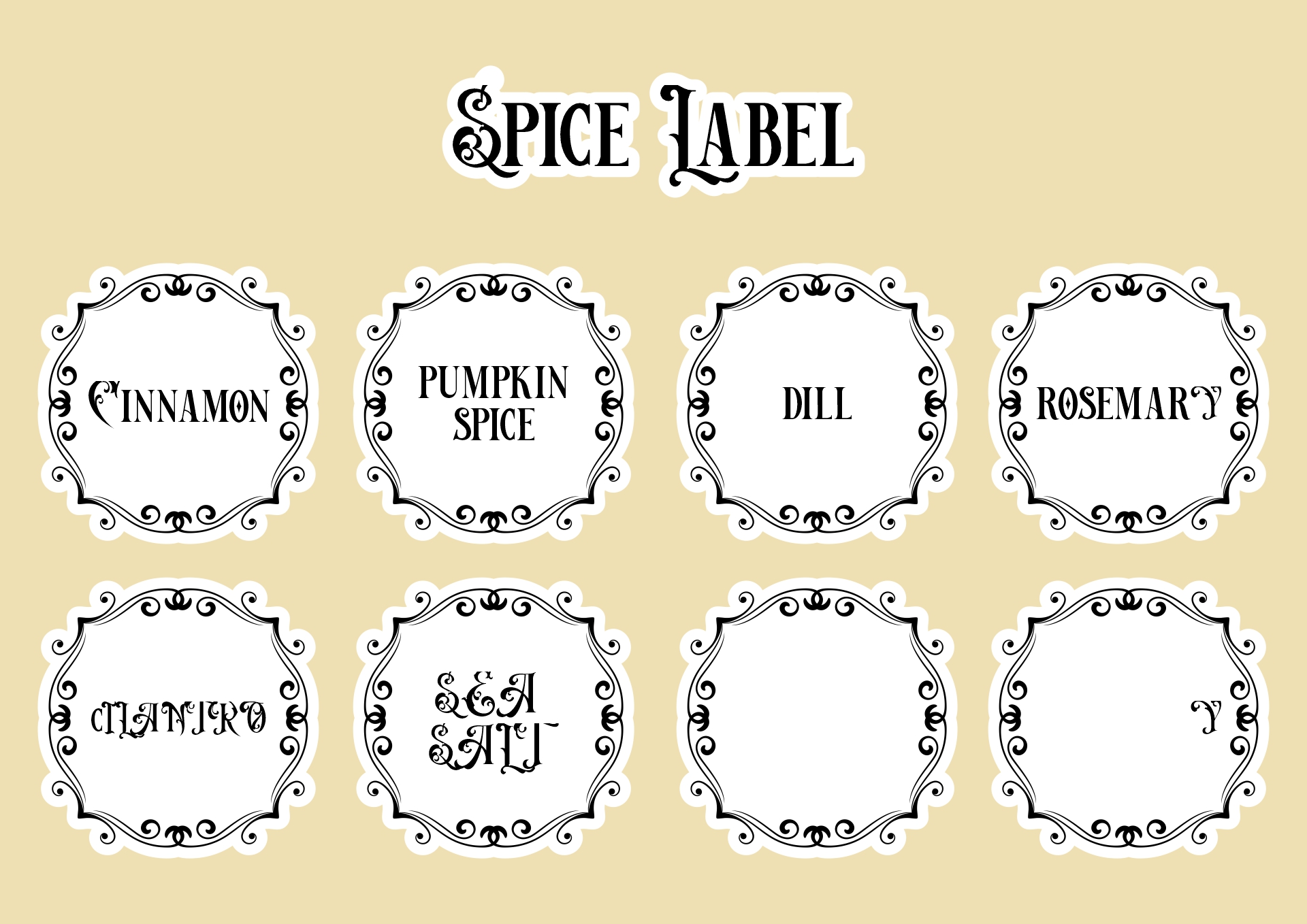 Traditional Spice Can Labels Printable