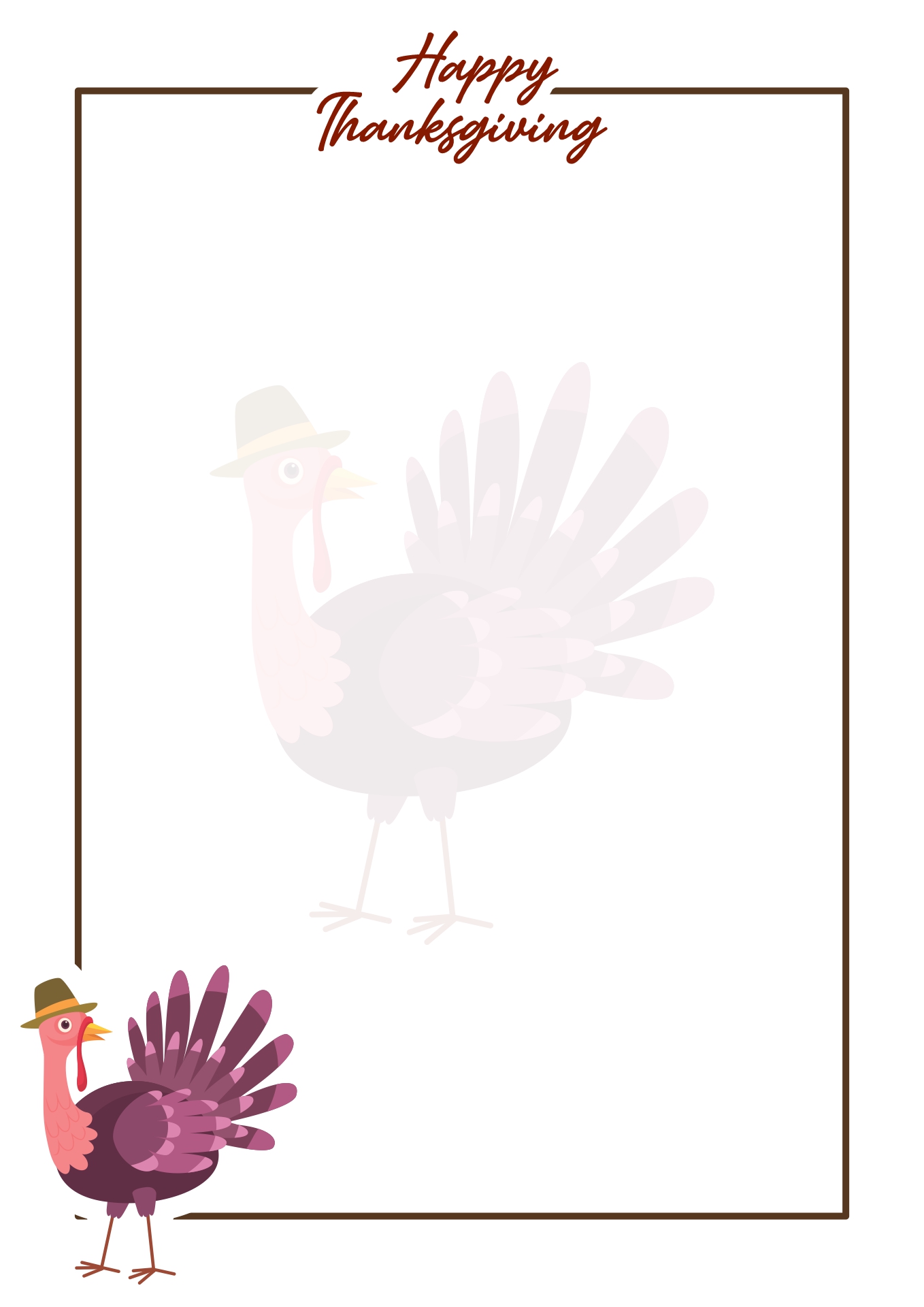 Turkey-themed Printable Borders for Thanksgiving