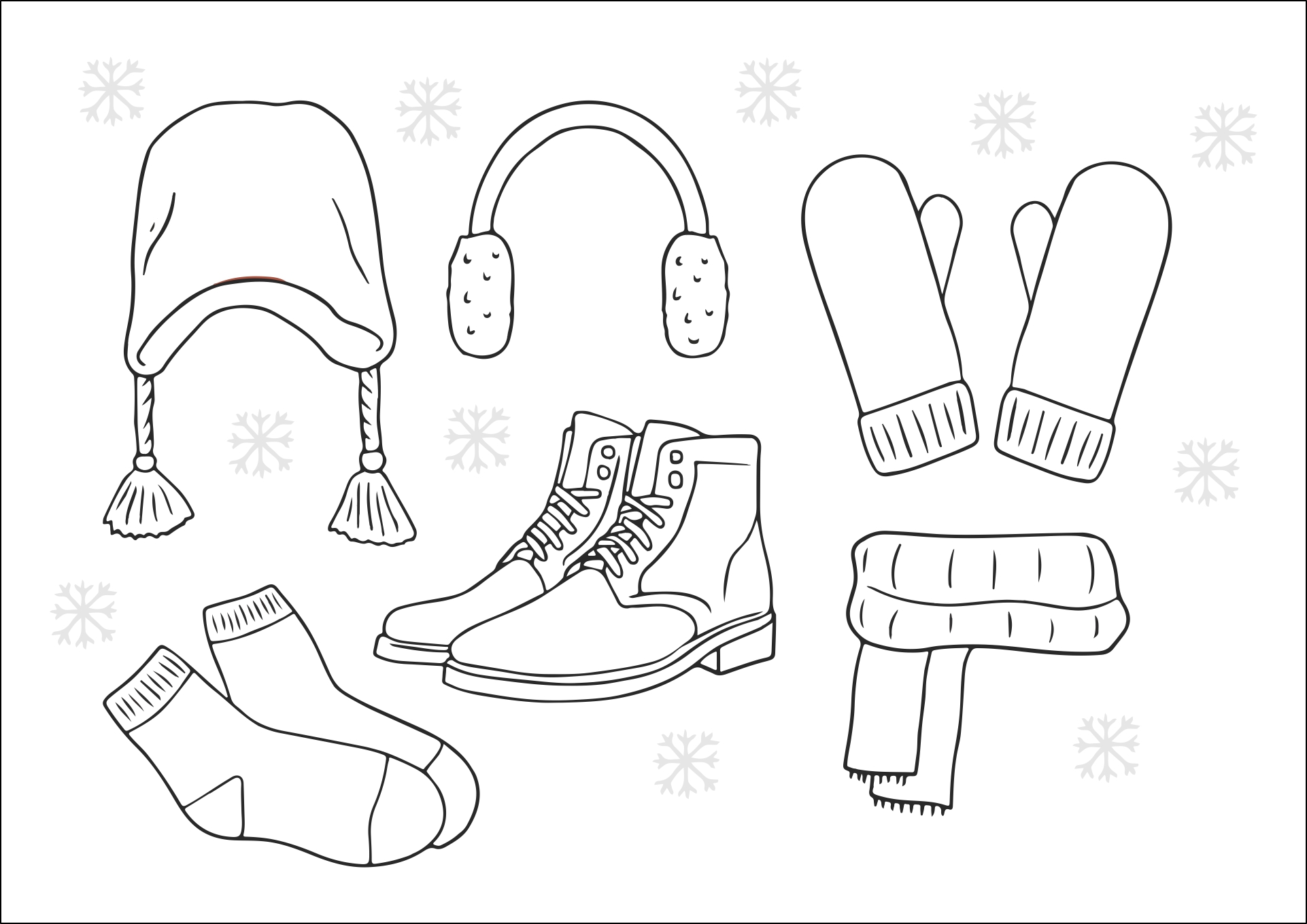 Winter Apparel Coloring Pages for Children