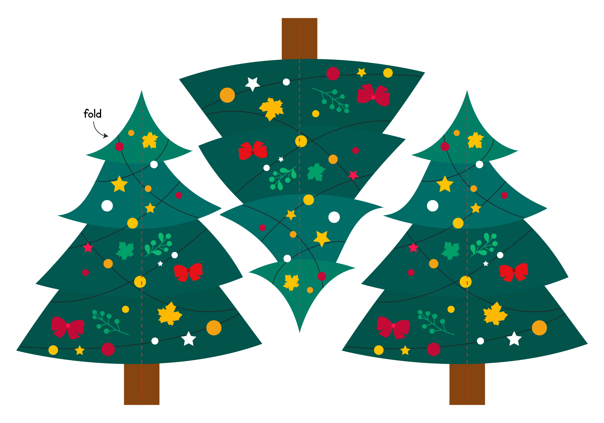 3D Paper Christmas Tree Crafts for Kids