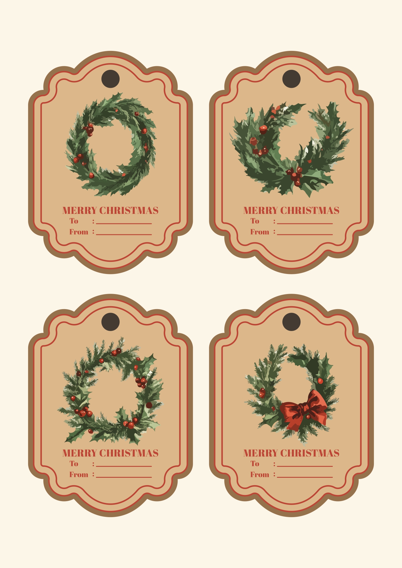 Antique Christmas Printable Gift Tags