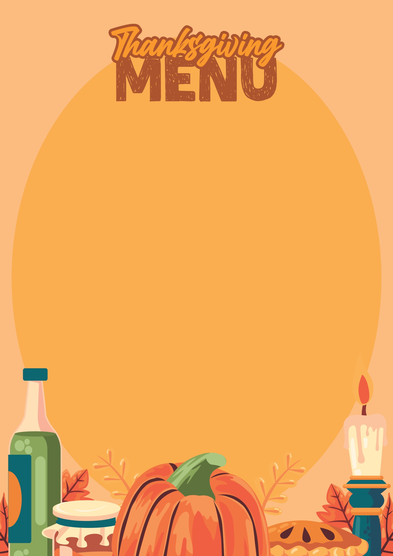 Blank Thanksgiving Menu Card Design