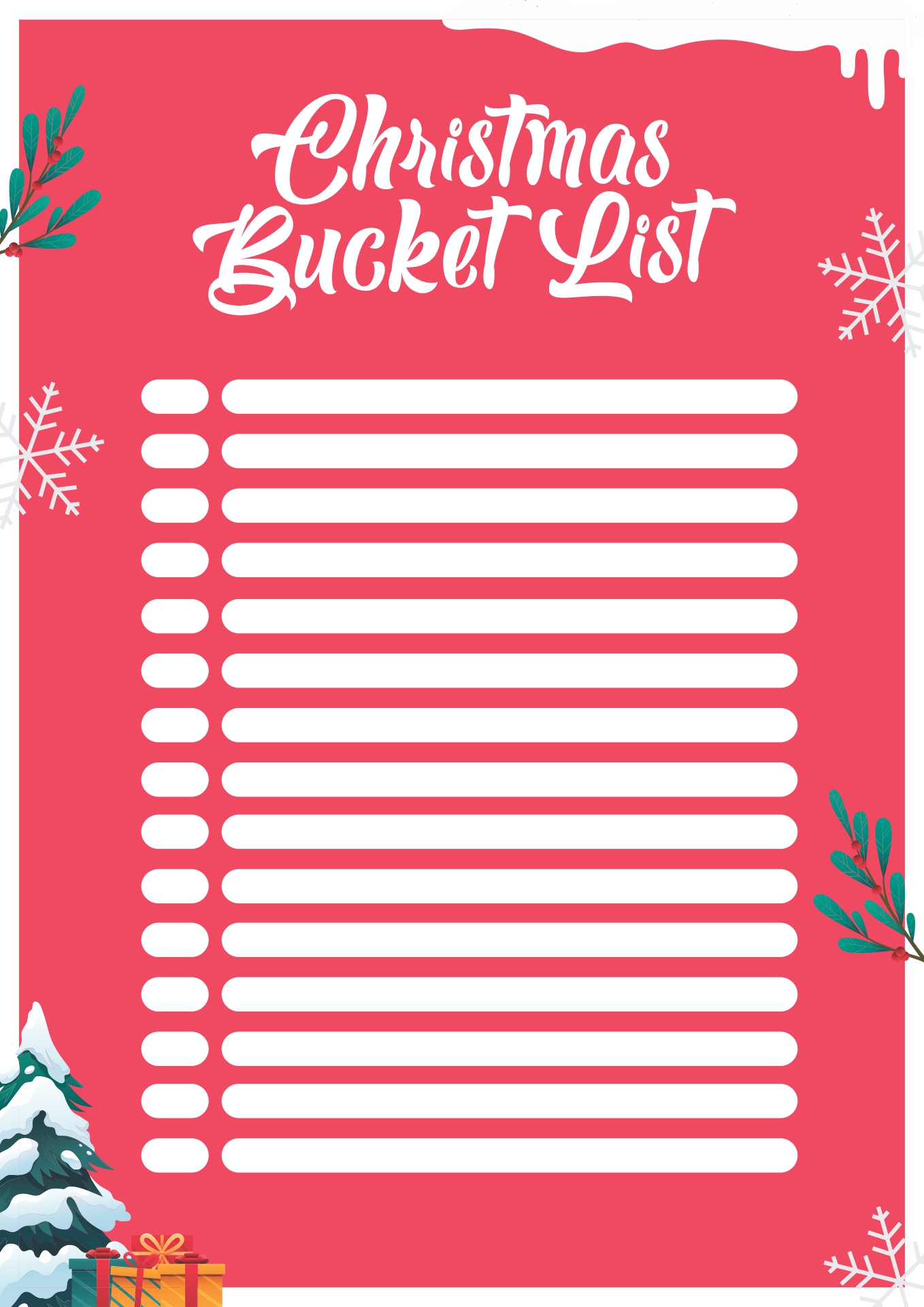 Bucket List Christmas Printables Winter Activities