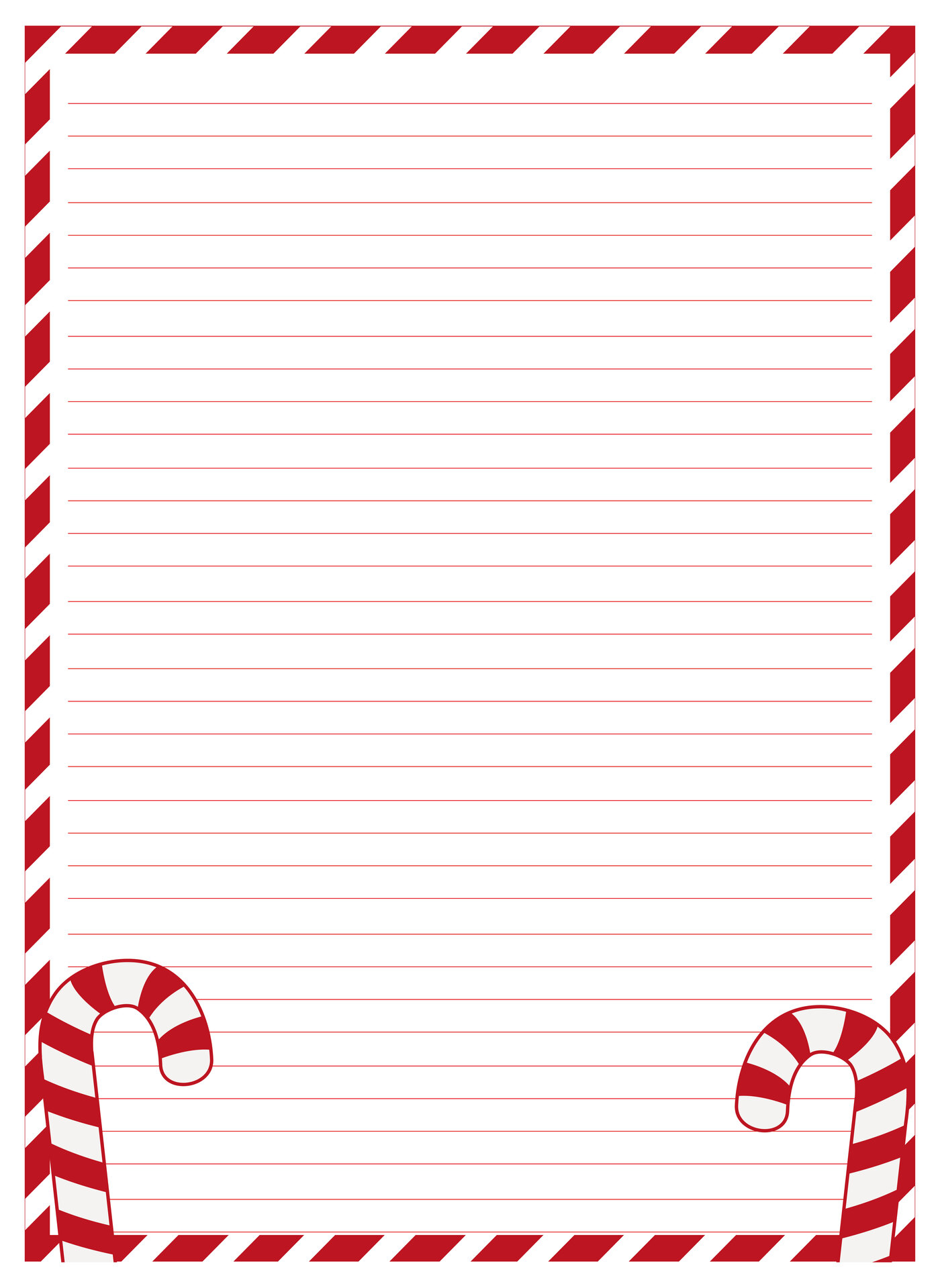 Candy Cane Christmas Border Writing Paper