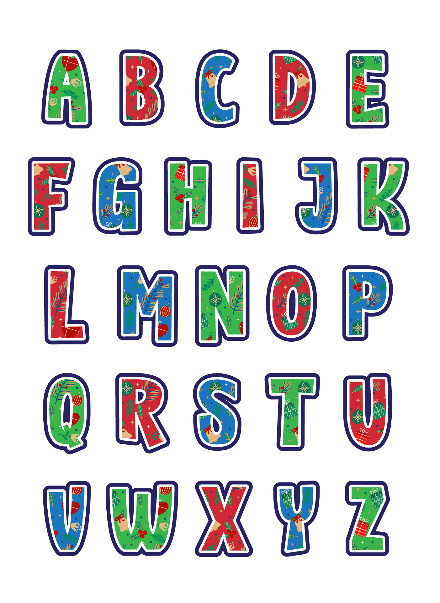 Christmas Eve Alphabet Templates