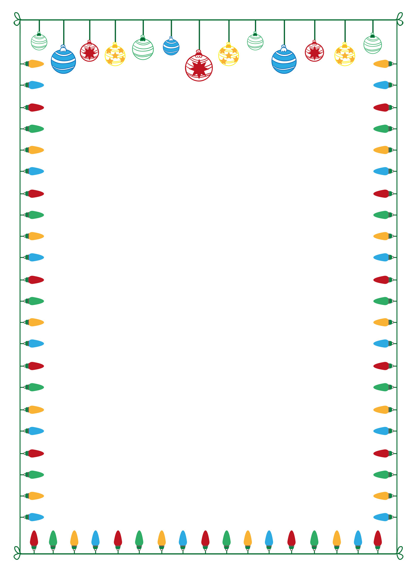 Christmas Lights Border Writing Paper