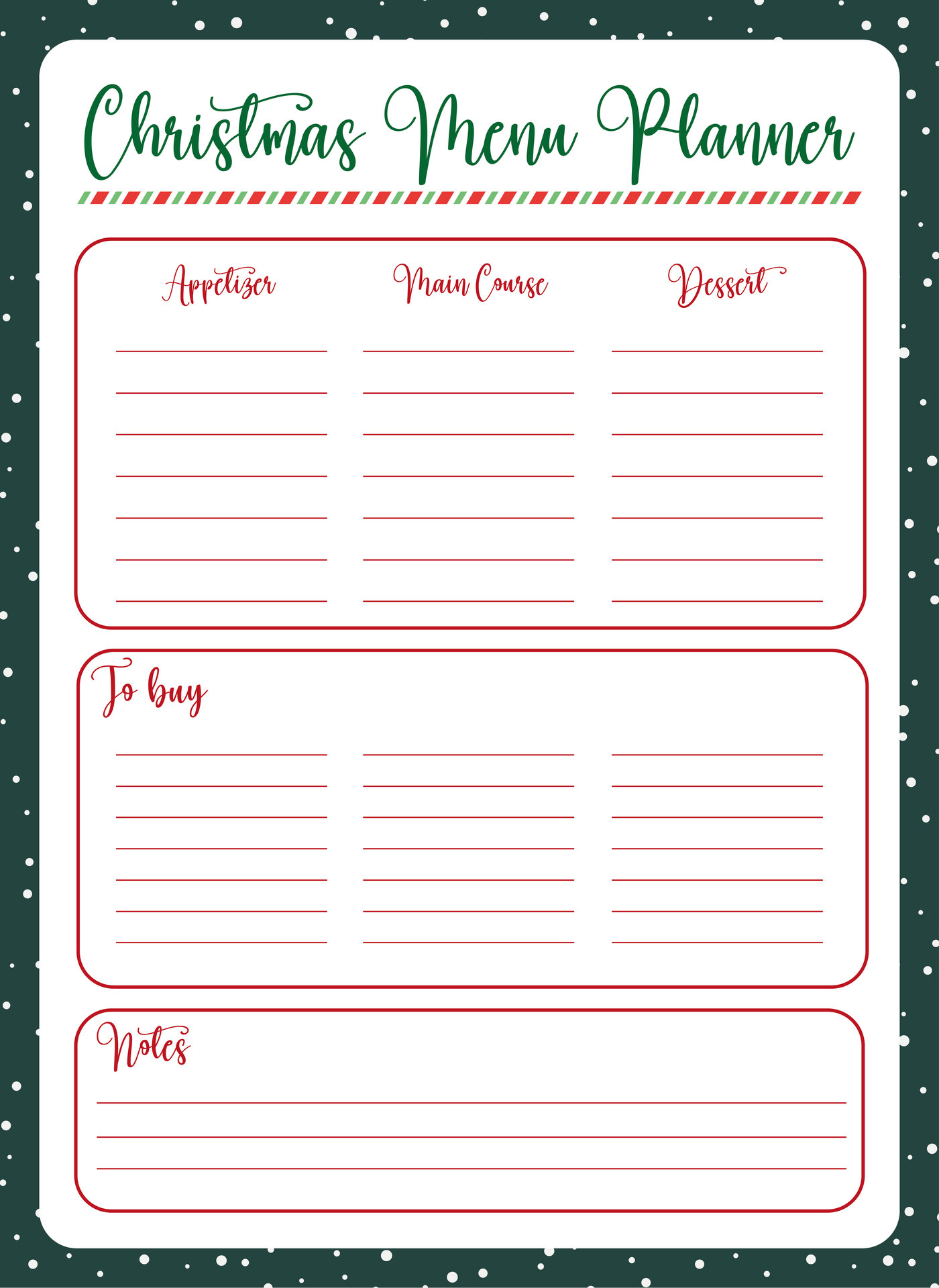 Christmas Meal Planning Printables