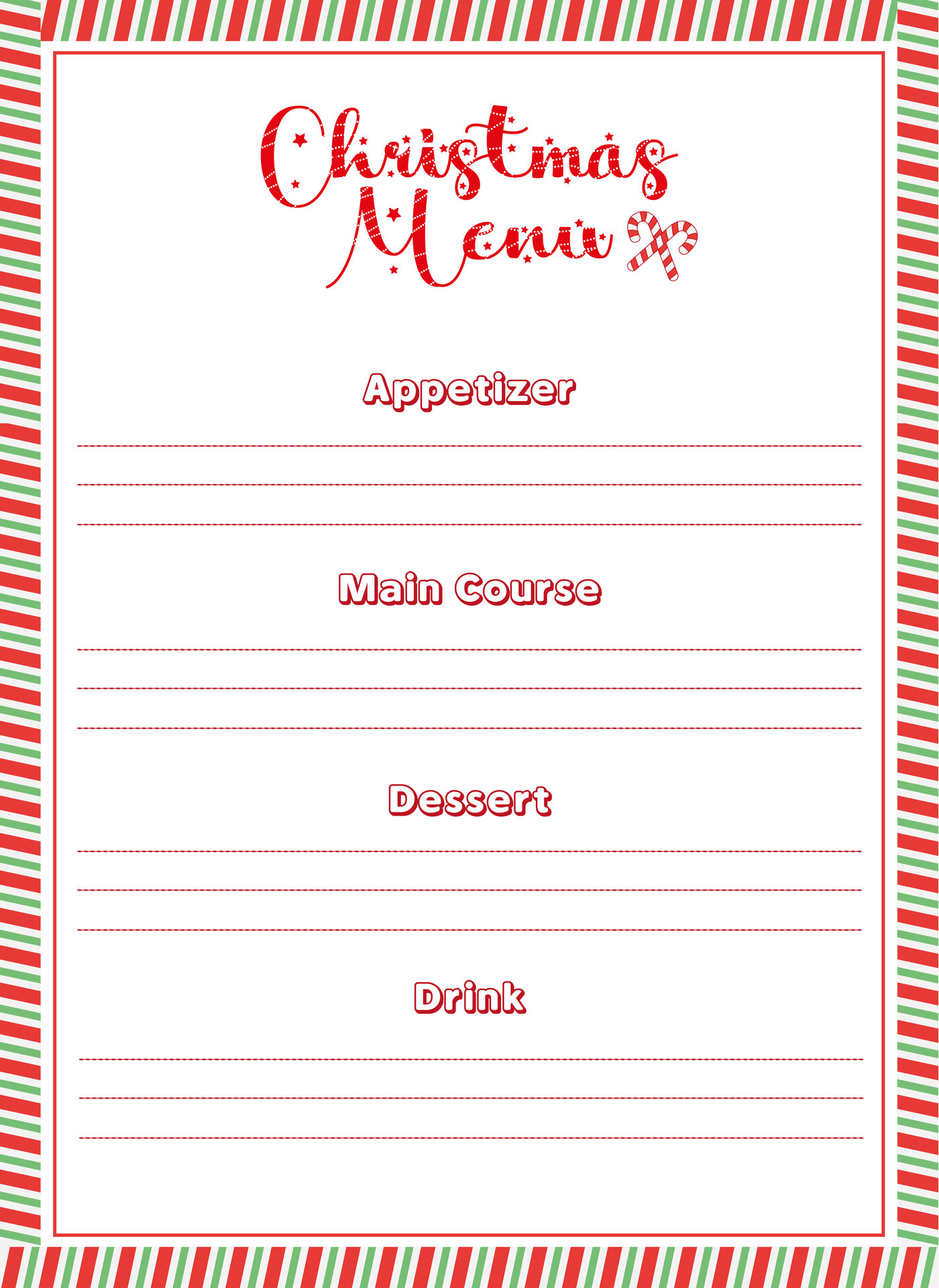 Christmas Menu Template Printable