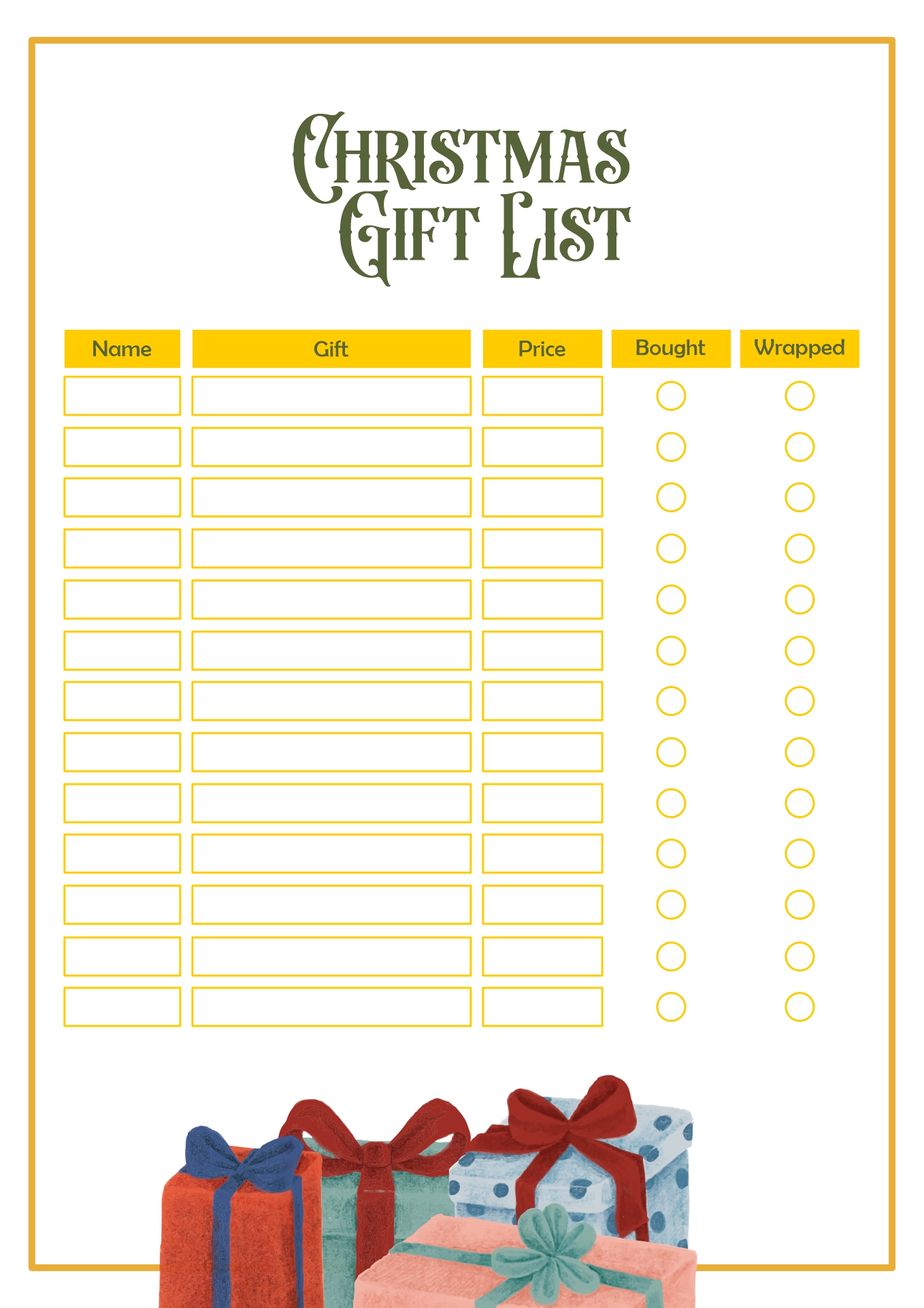 Christmas Planner Printables Gift List Tracker