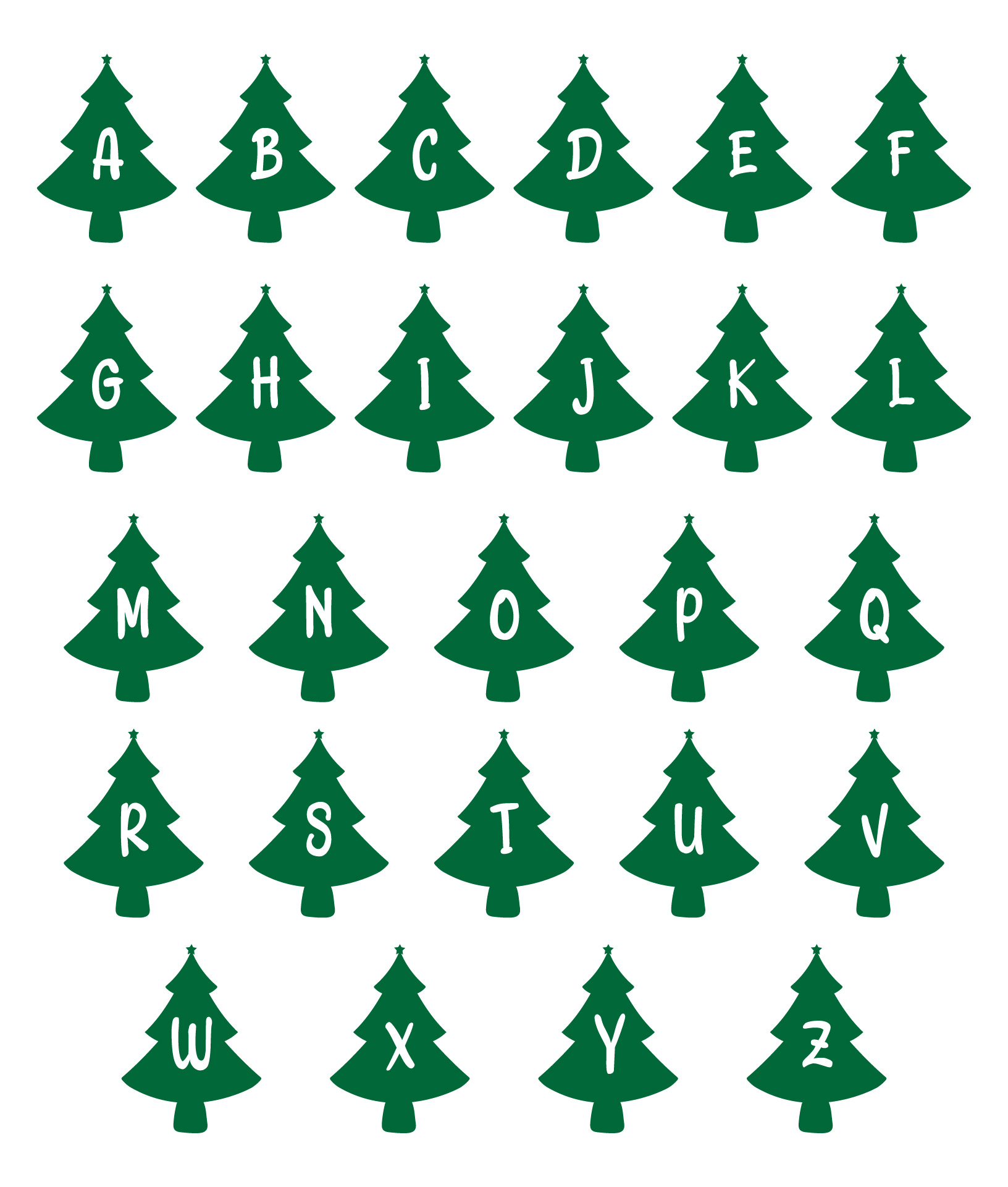 Christmas Tree Letter Stencils Printable