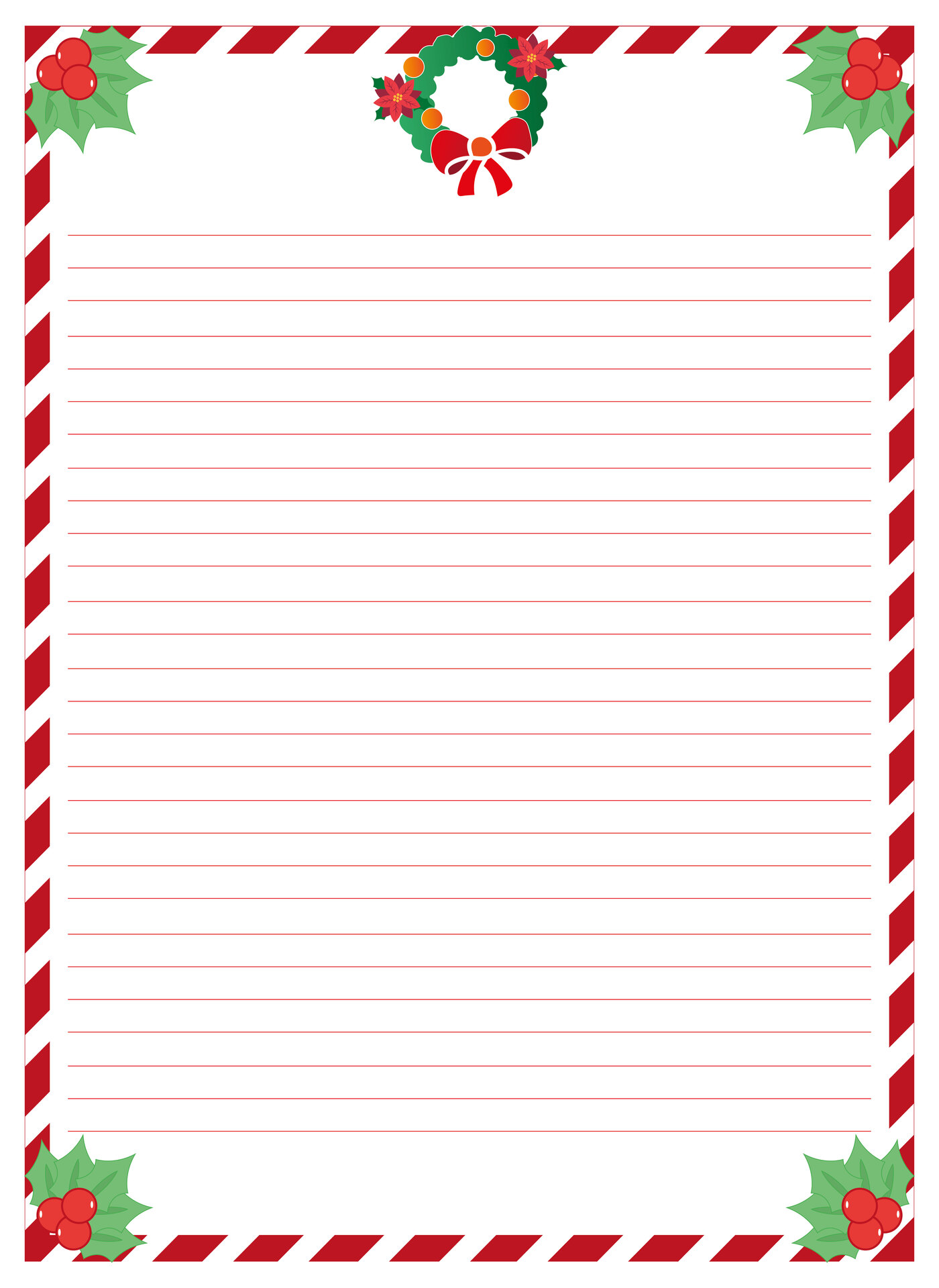 Christmas Wreath Border Lined Paper