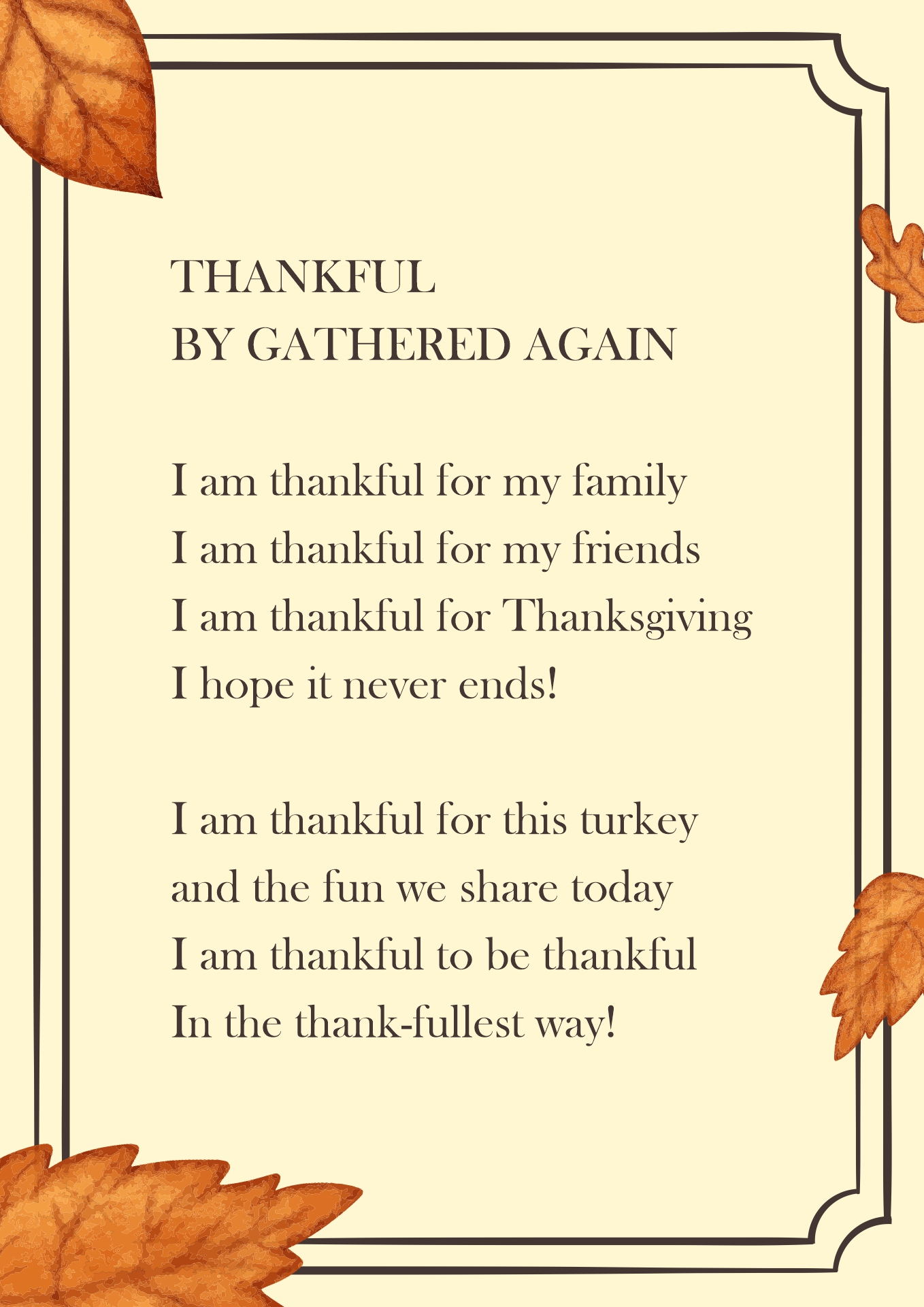 Classic Thanksgiving Poems for Printing