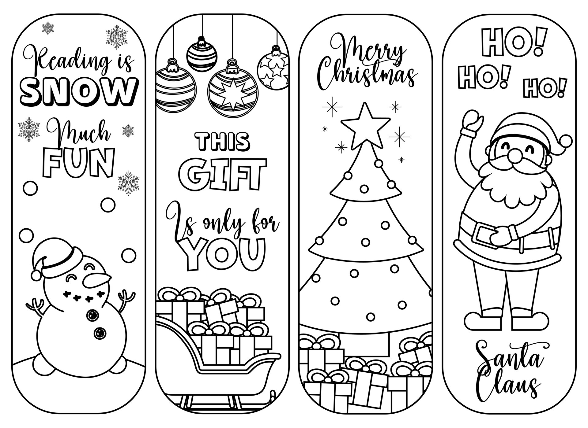 Coloring Christmas Bookmarks Printable