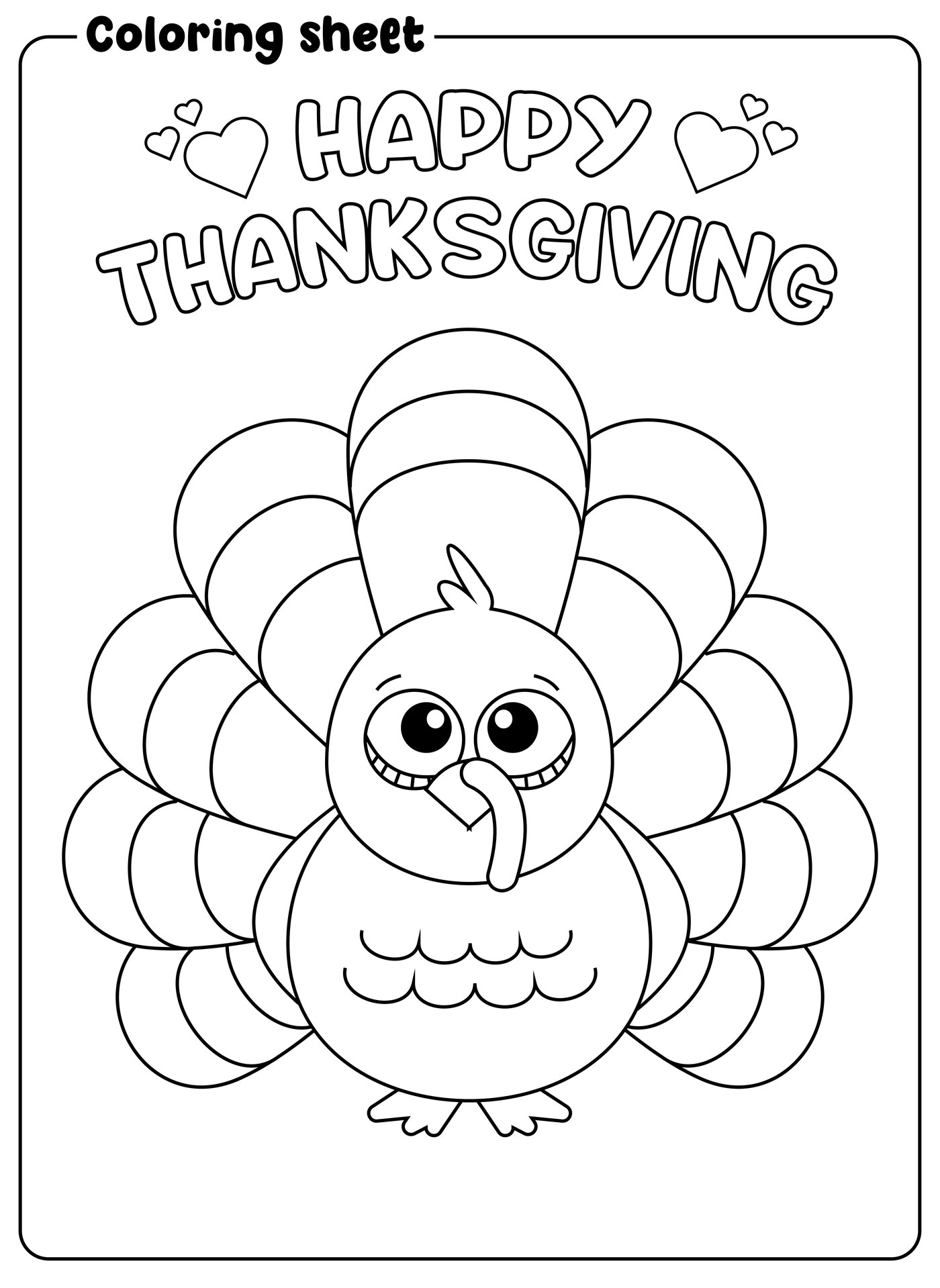 Cute Turkey Thanksgiving Coloring Page