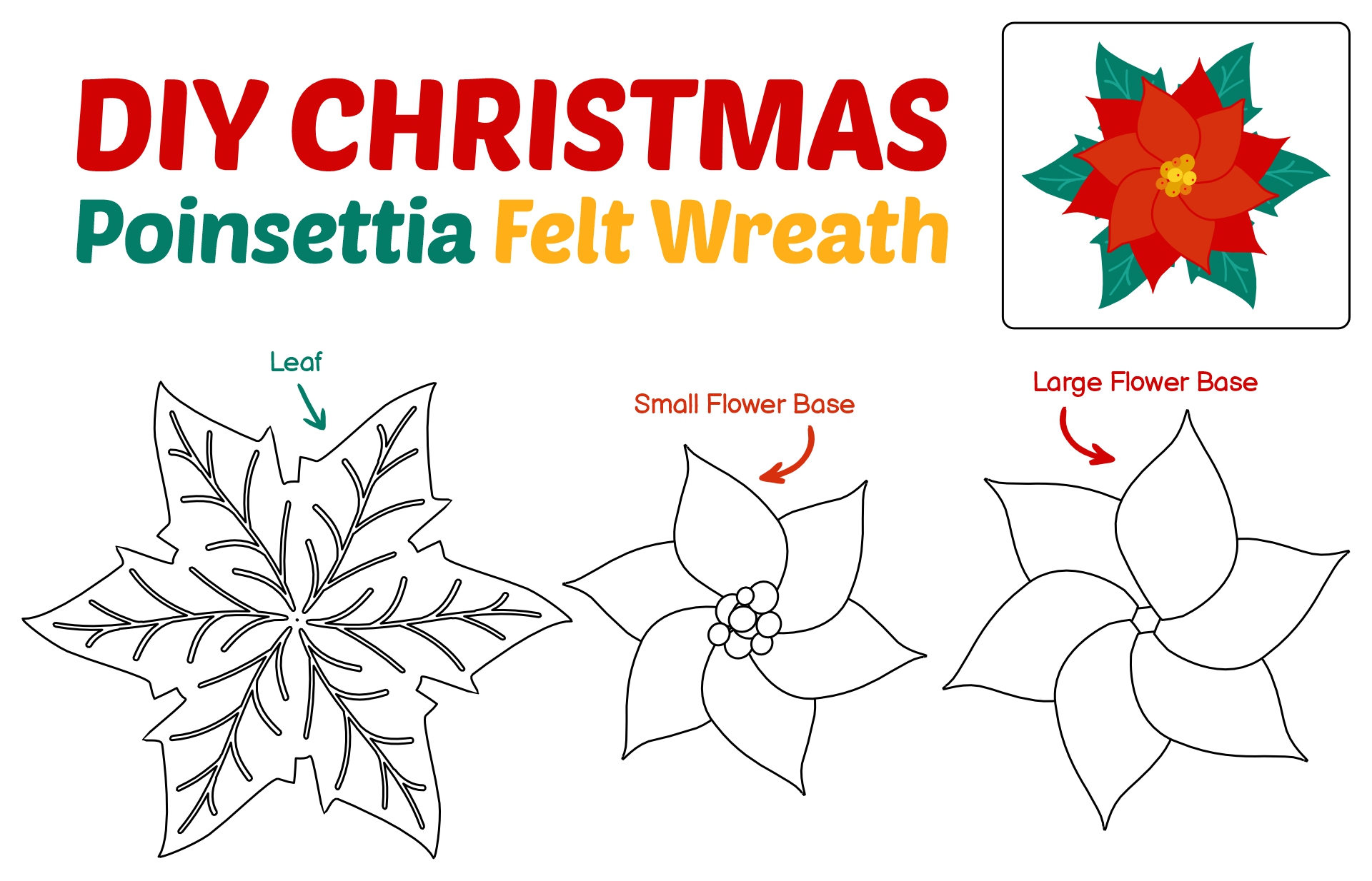 DIY Christmas Poinsettia Felt Wreath