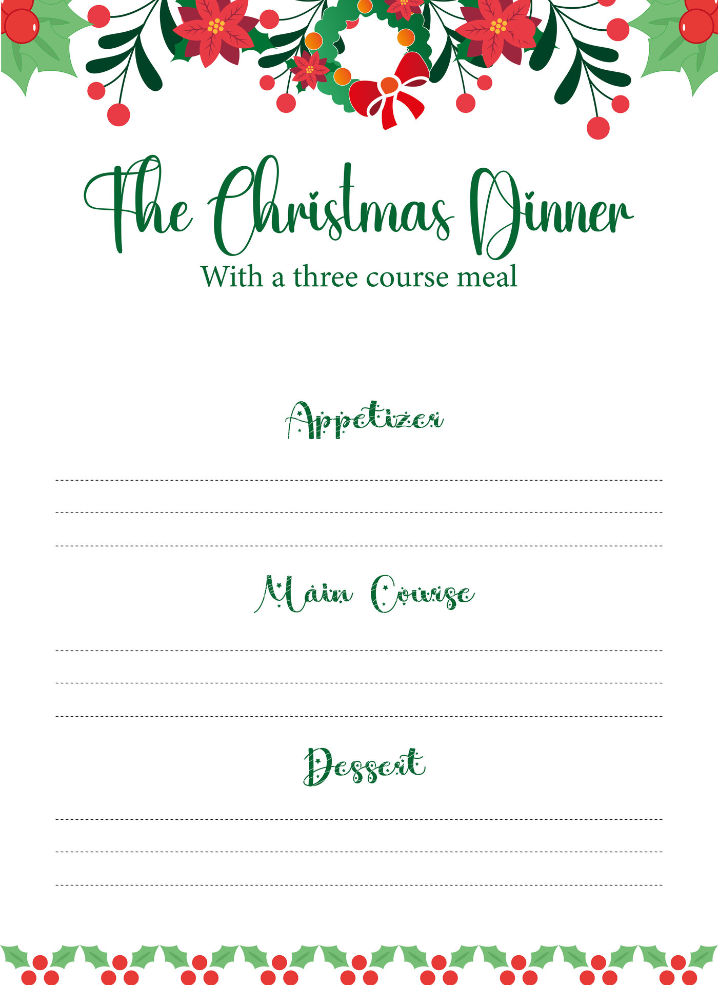 Elegant Christmas Dinner Menu Designs