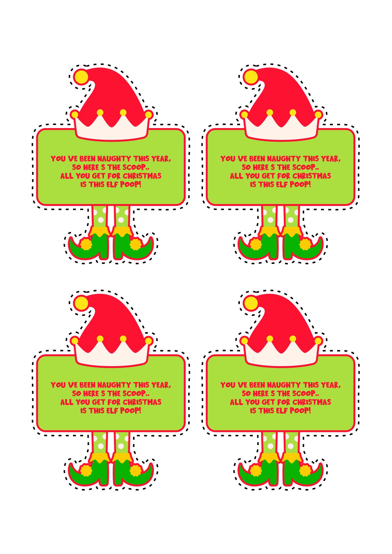 Elf Poop Gift Tag Printout