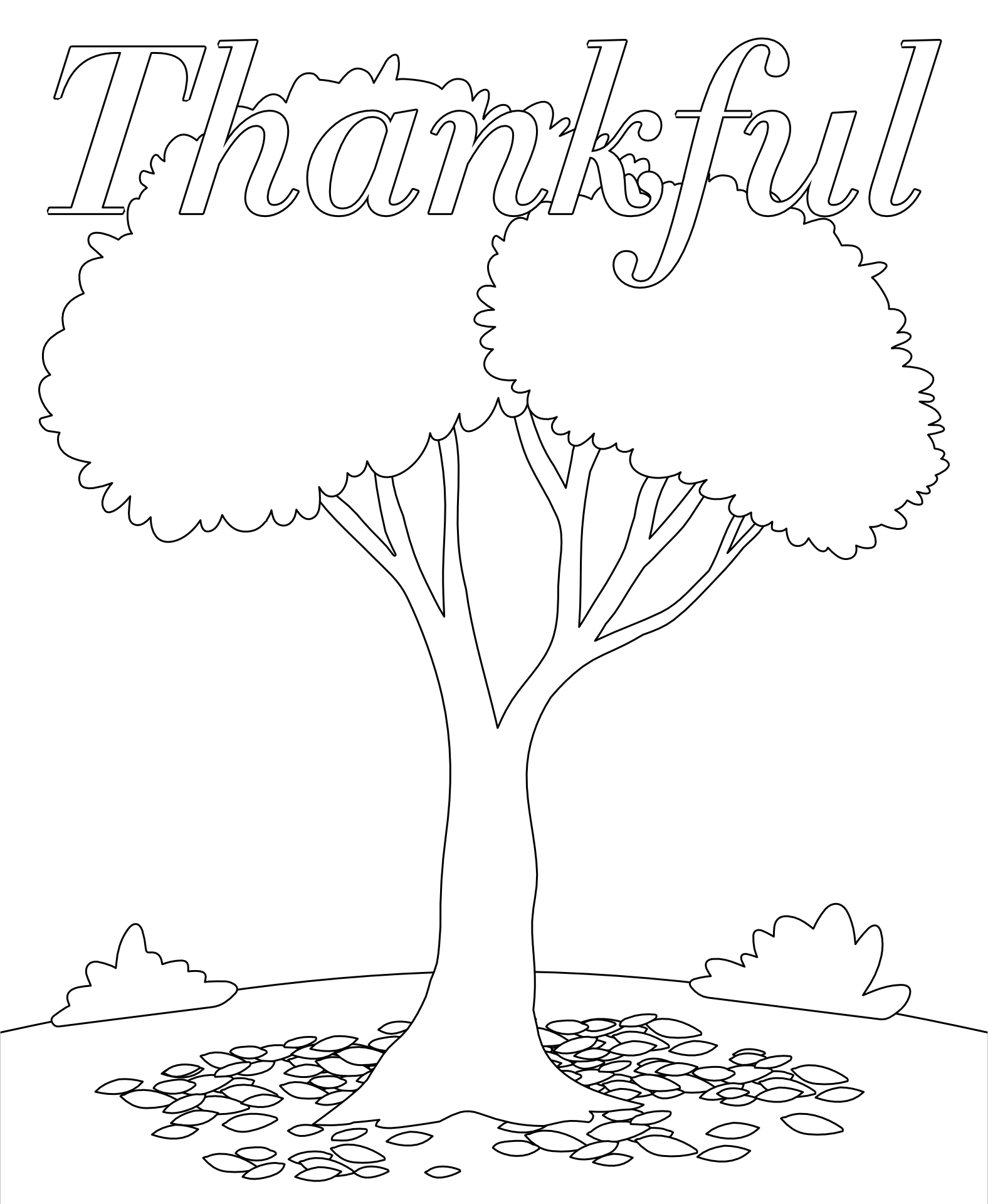 Fall Thanksgiving Tree Coloring Pages