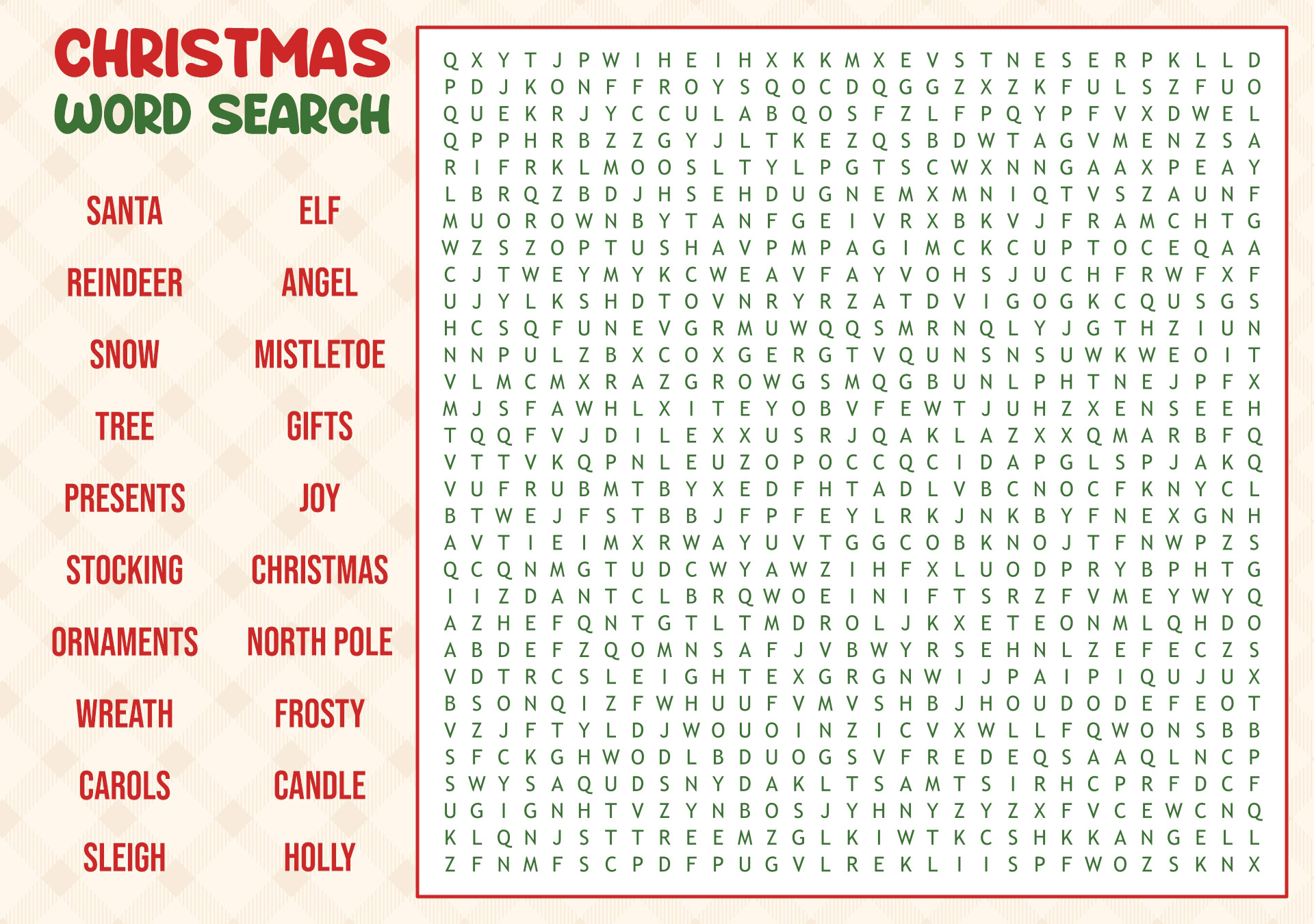 Festive Christmas Word Search Pages