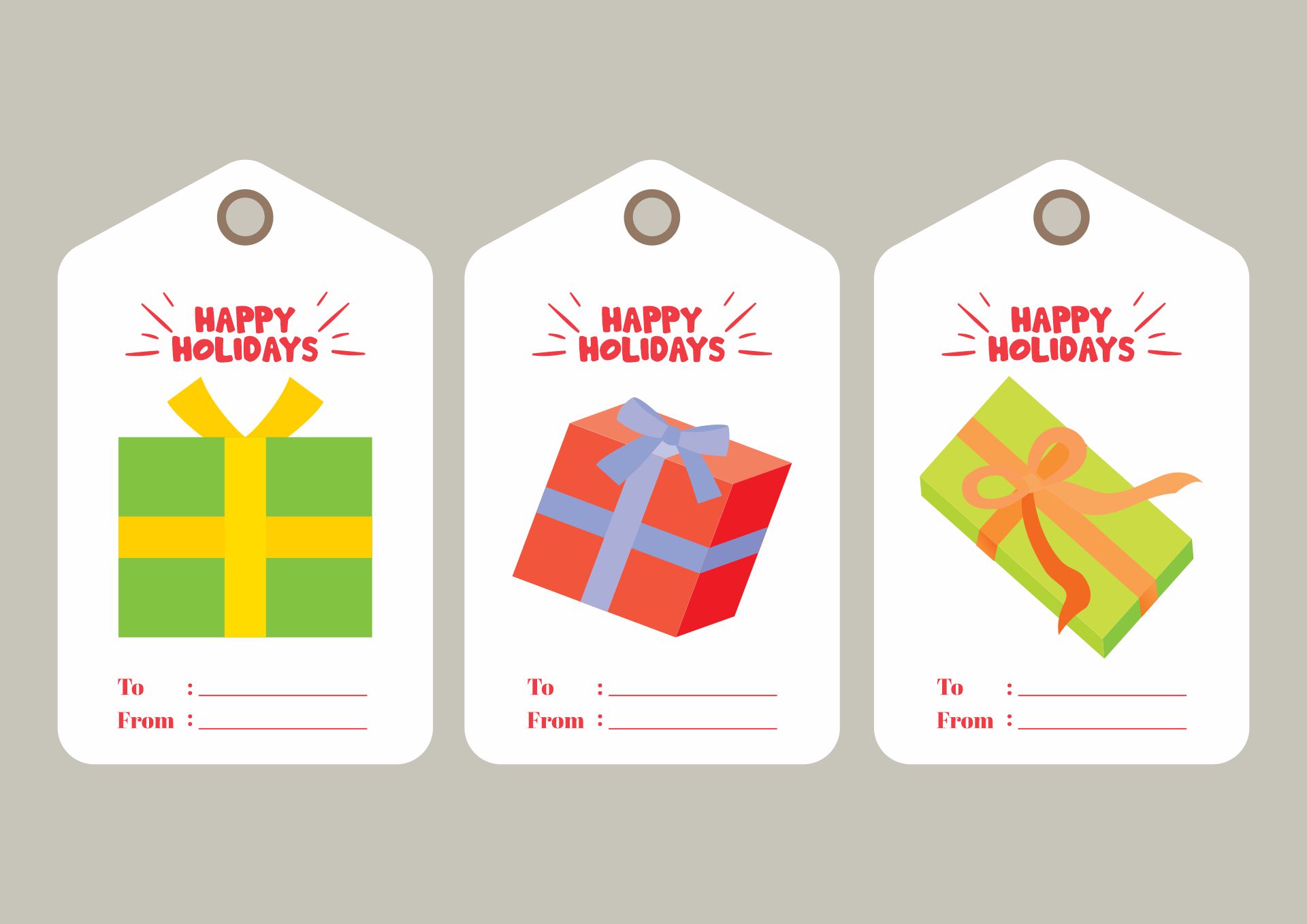 Festive Holiday Gift Tags Printable