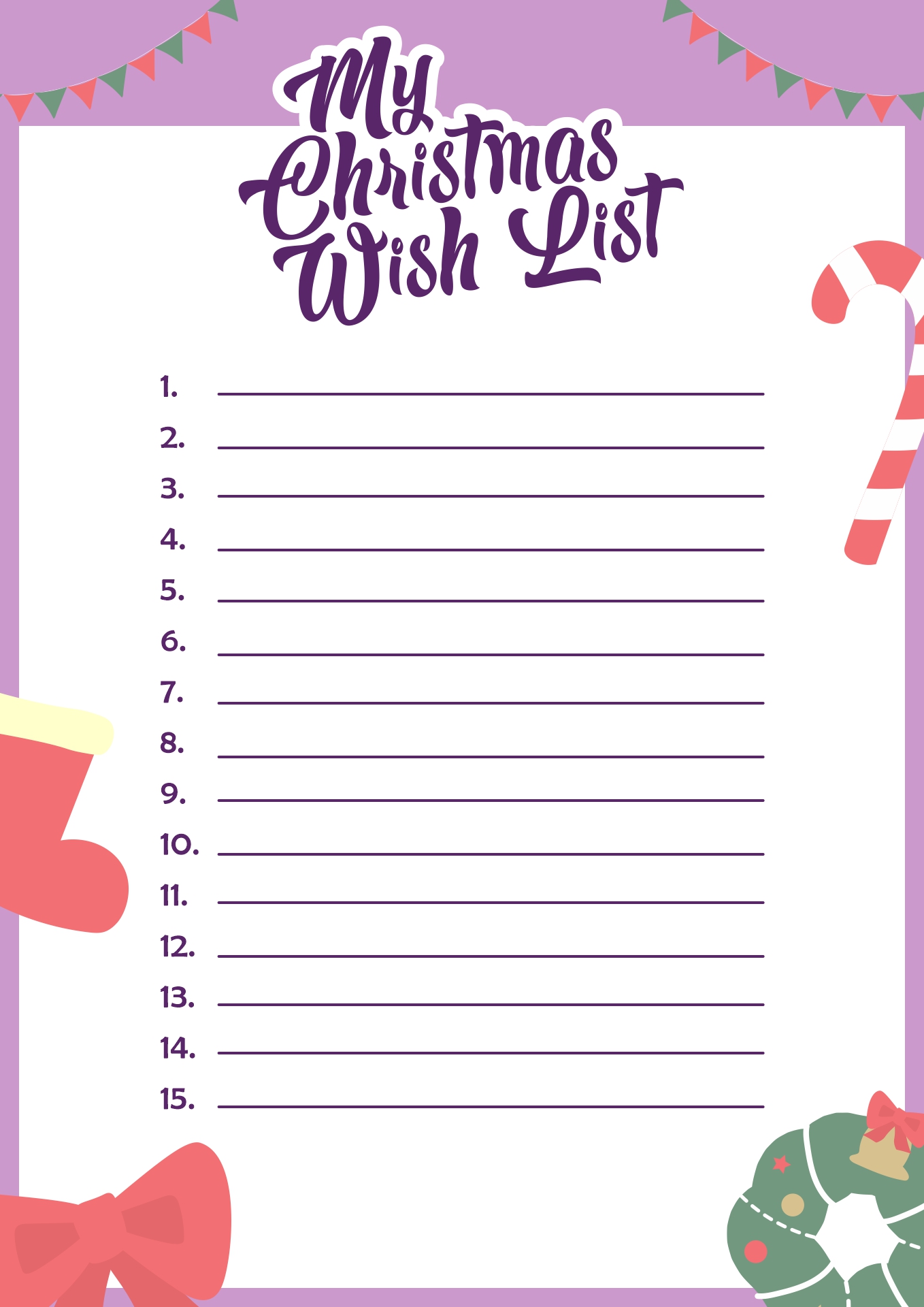 Fill in Blank Christmas Lists Template