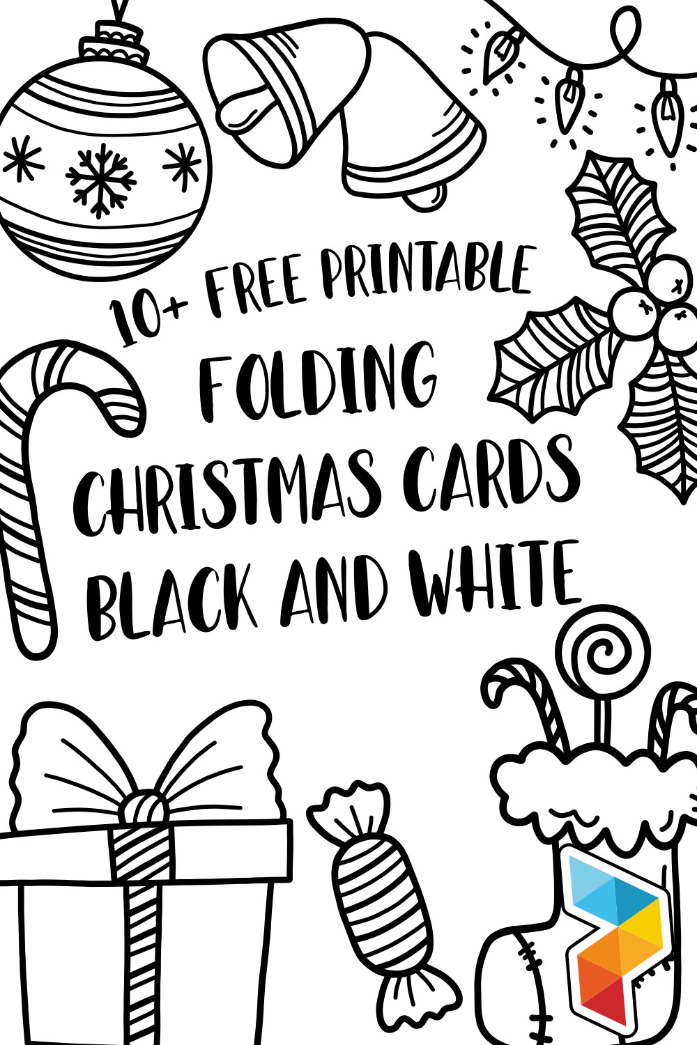 Folding Christmas Cards  Black And White