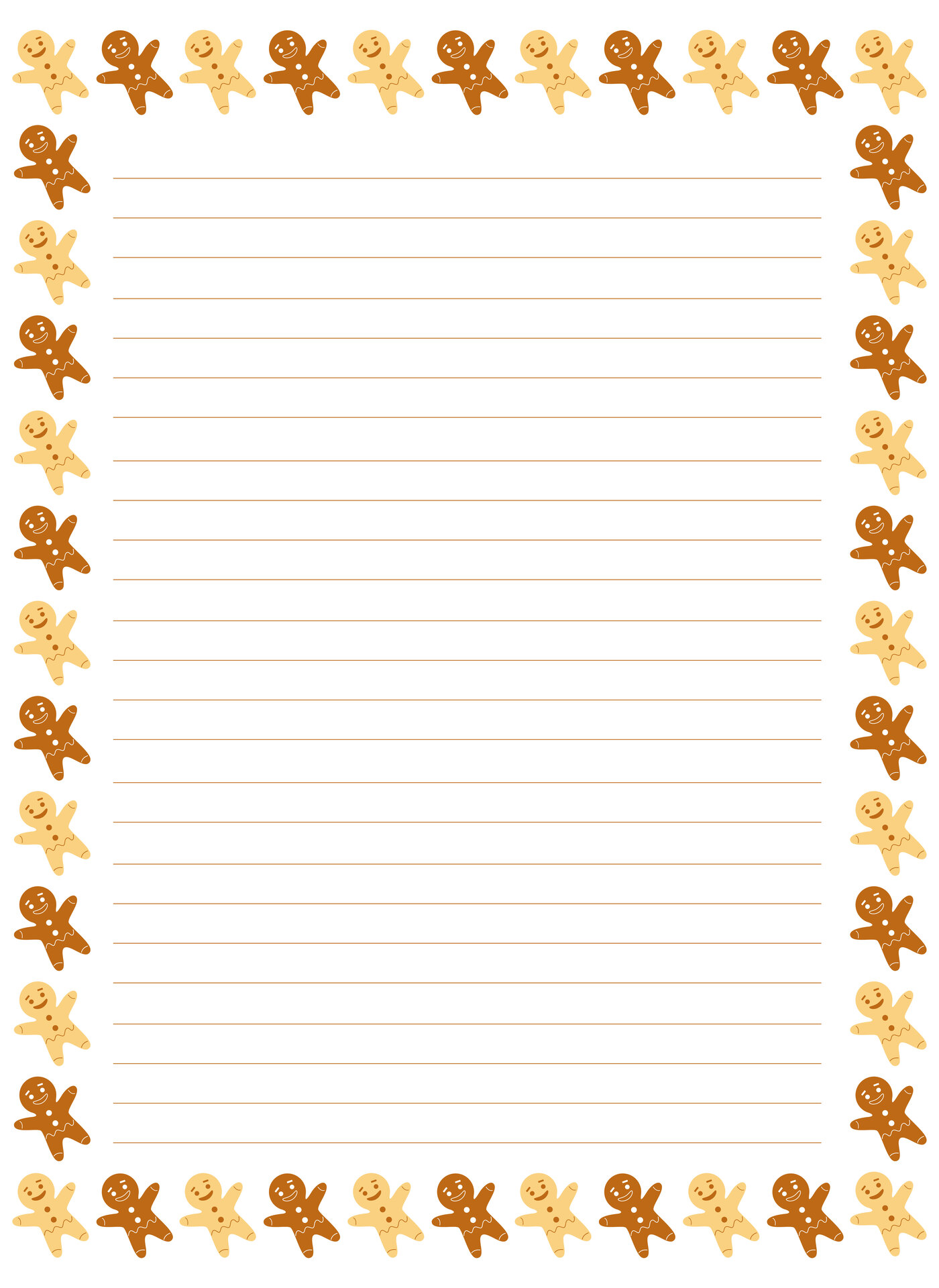 Gingerbread Border Holiday Writing Paper