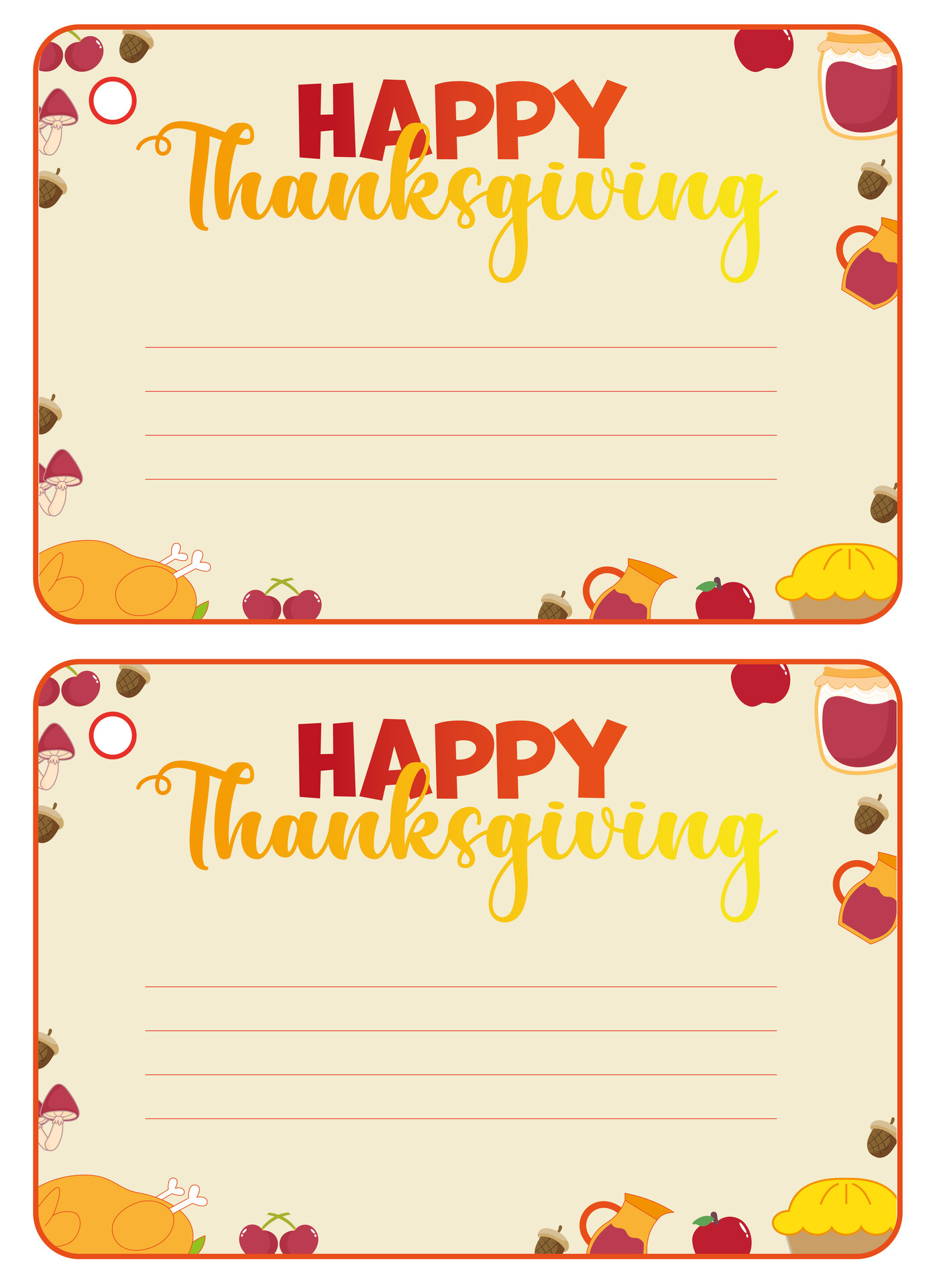 Happy Thanksgiving Day Gift Paper Tags