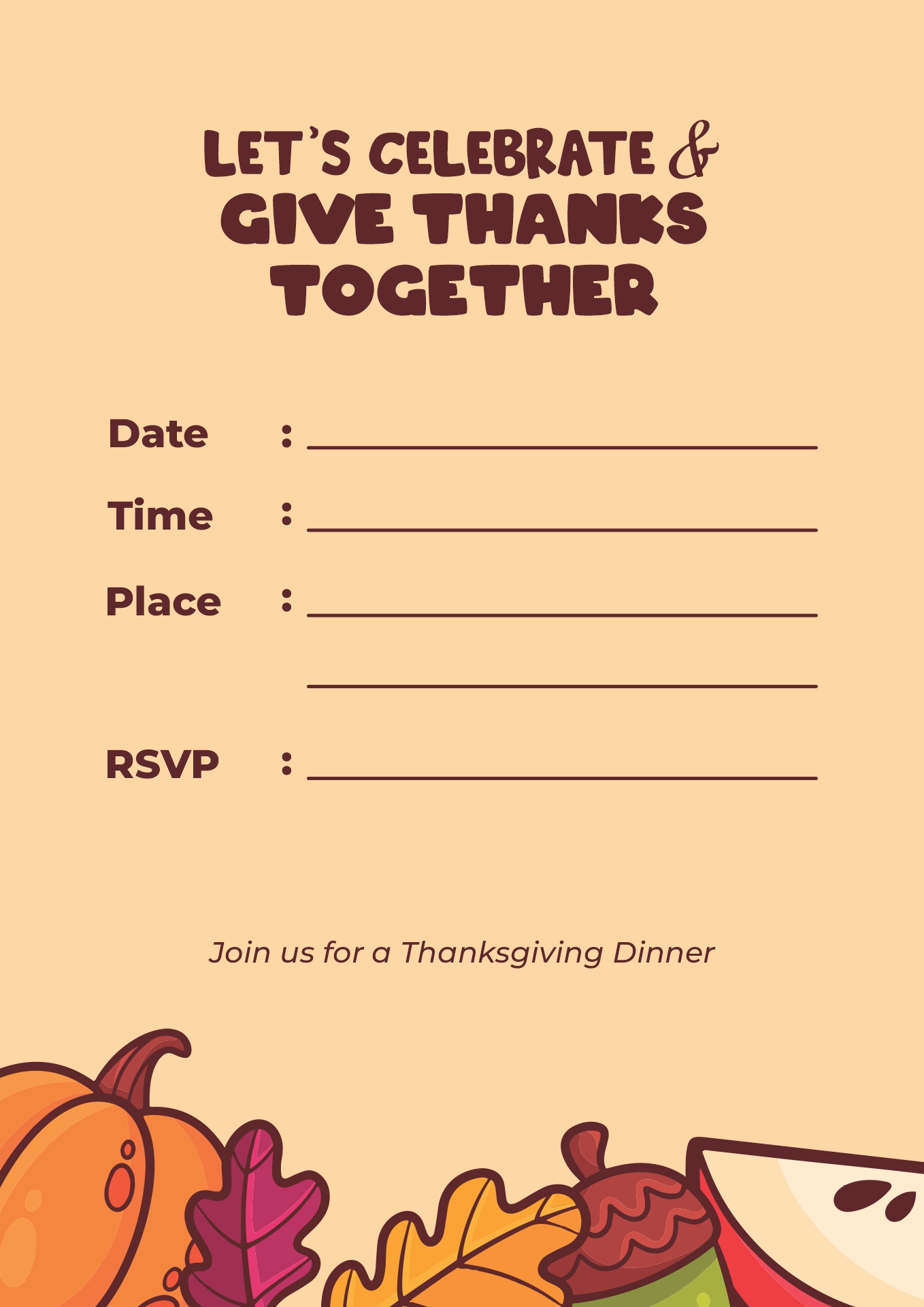 Happy Thanksgiving Printable Invitations