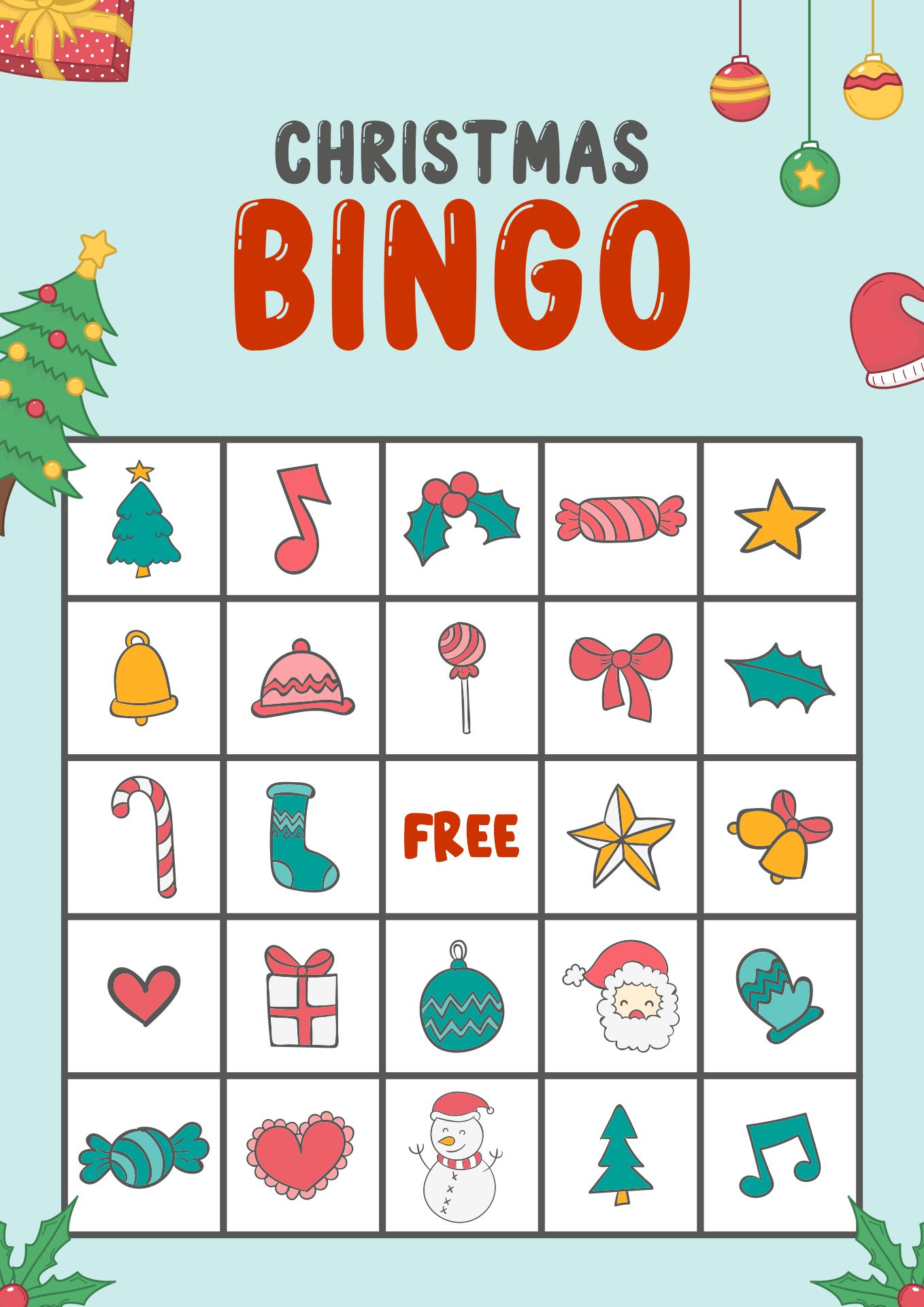 Holiday Bingo Game Printable for Kids