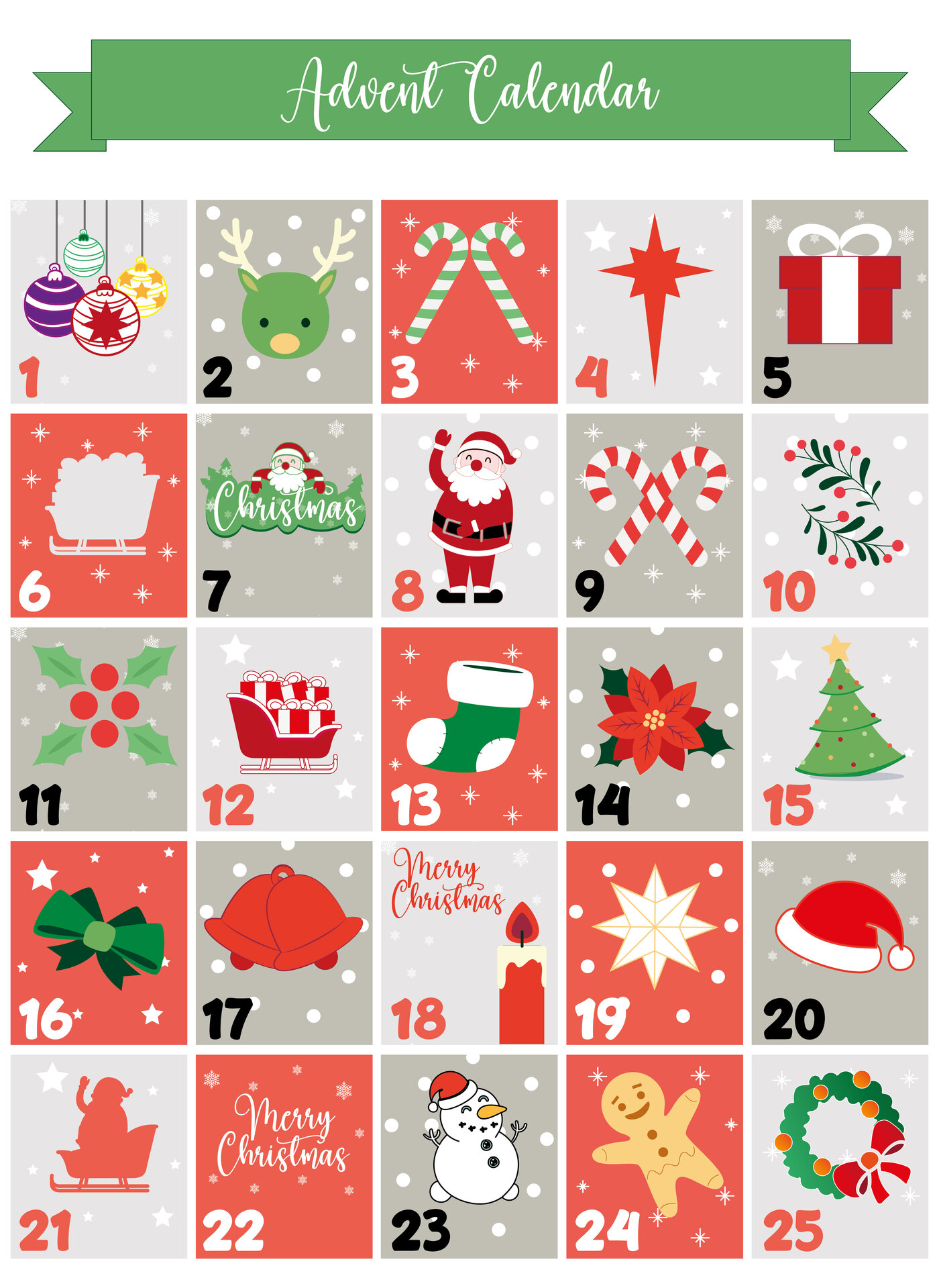 Holiday Countdown Advent Calendar Tags