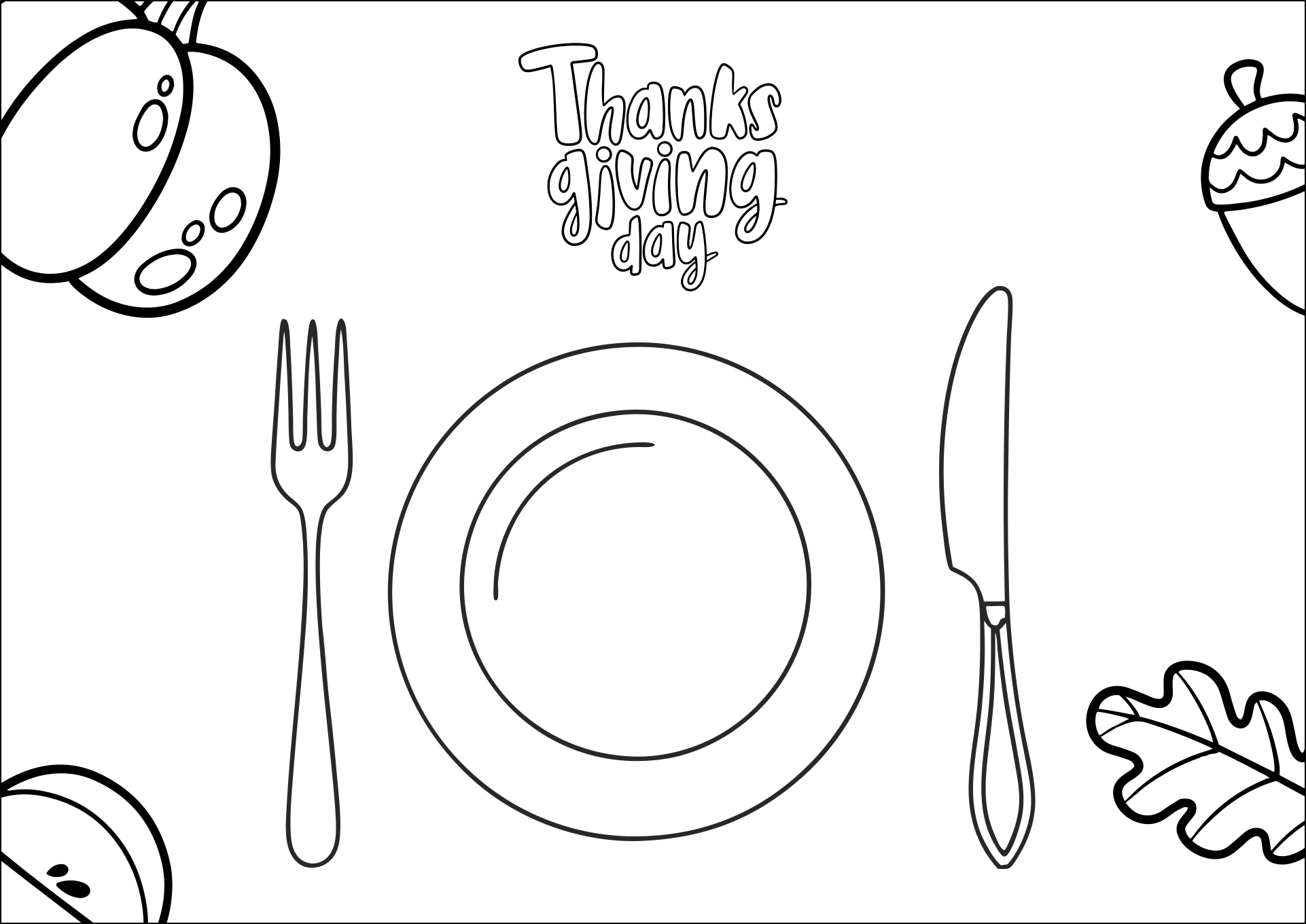 Holiday Themed Coloring Placemats for Thanksgiving