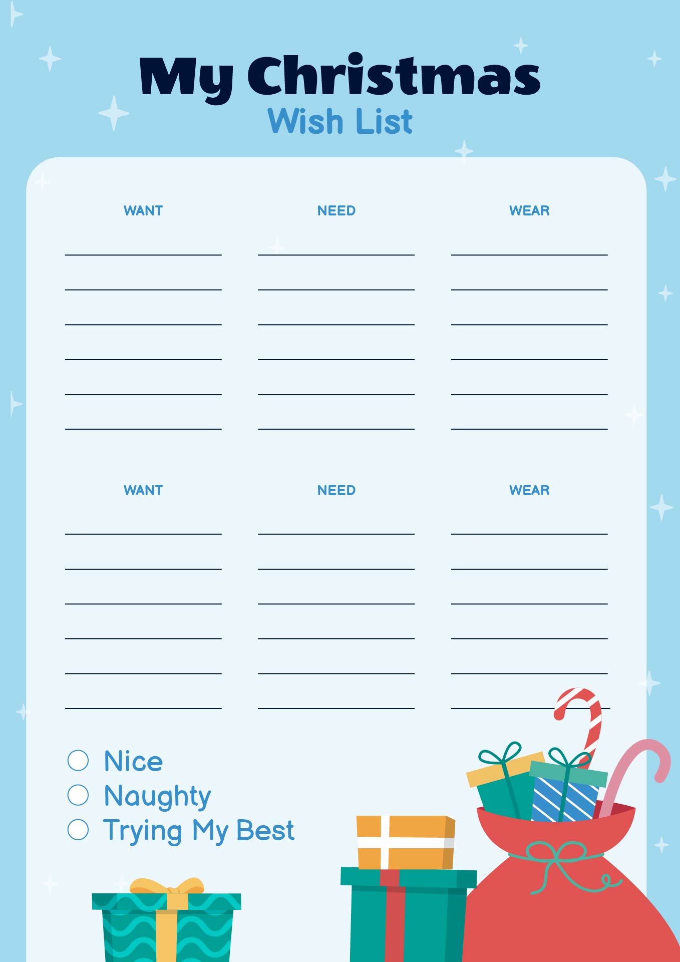 Kids Christmas List Template Printable