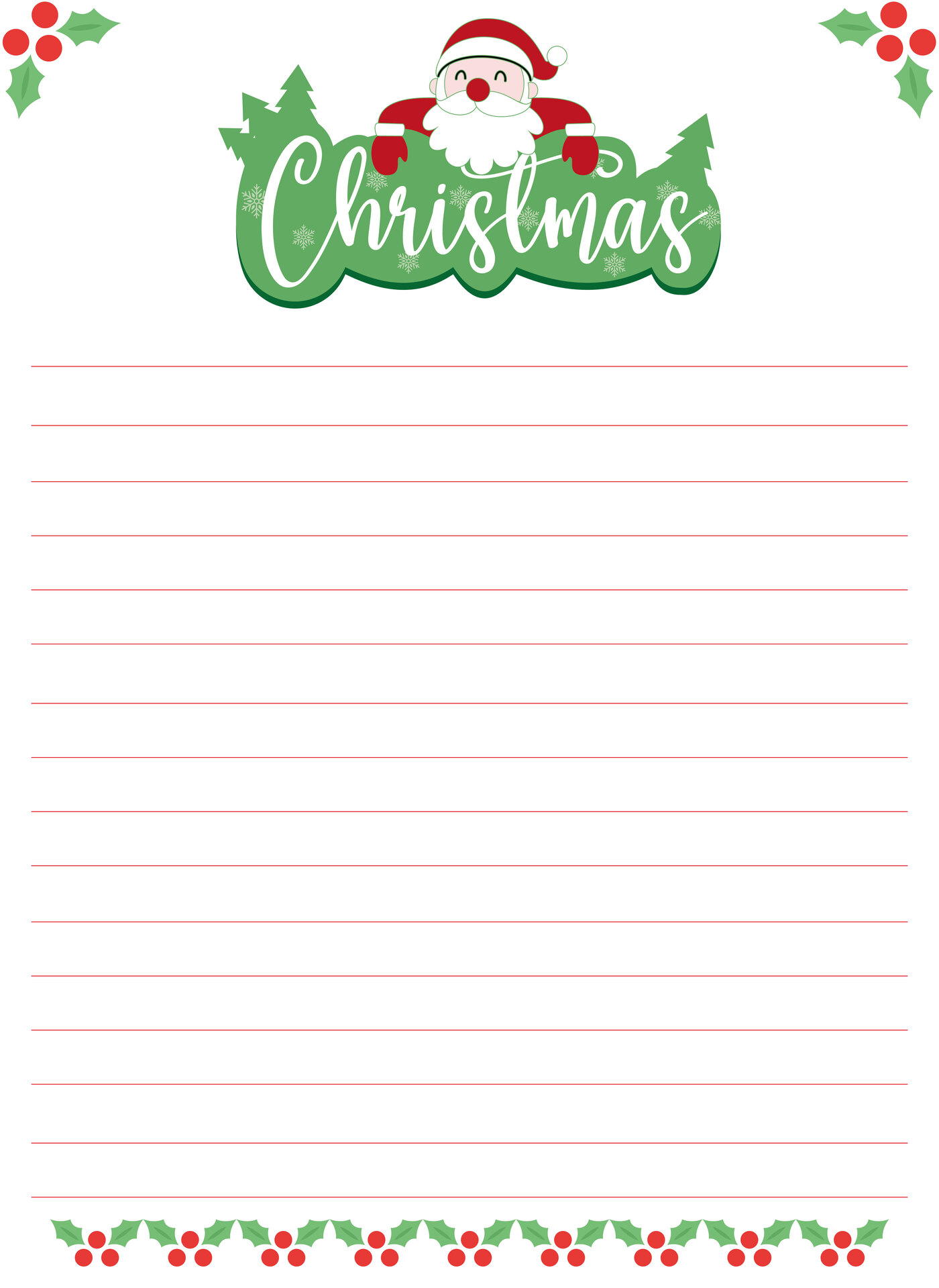 Kids Christmas Writing Stationery