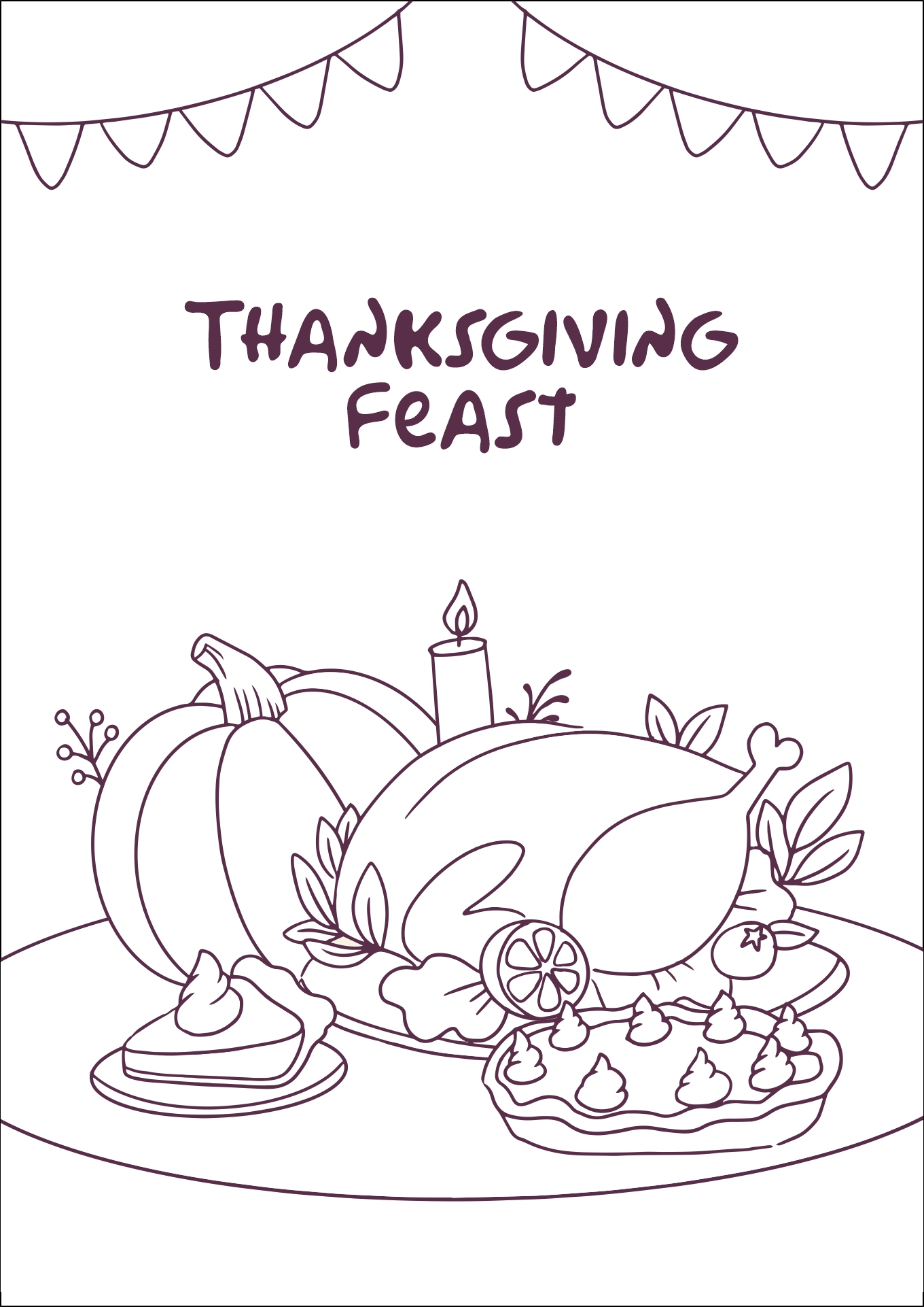 Kids Thanksgiving Feast Coloring Printables