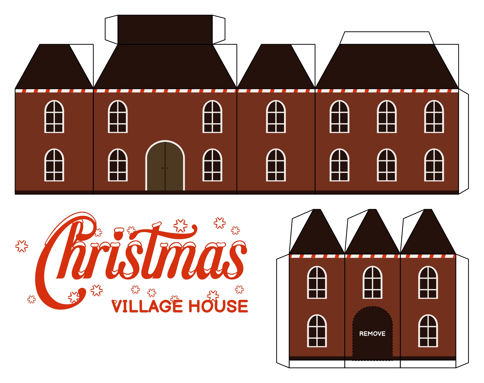 Miniature Christmas Village Houses Printable Set