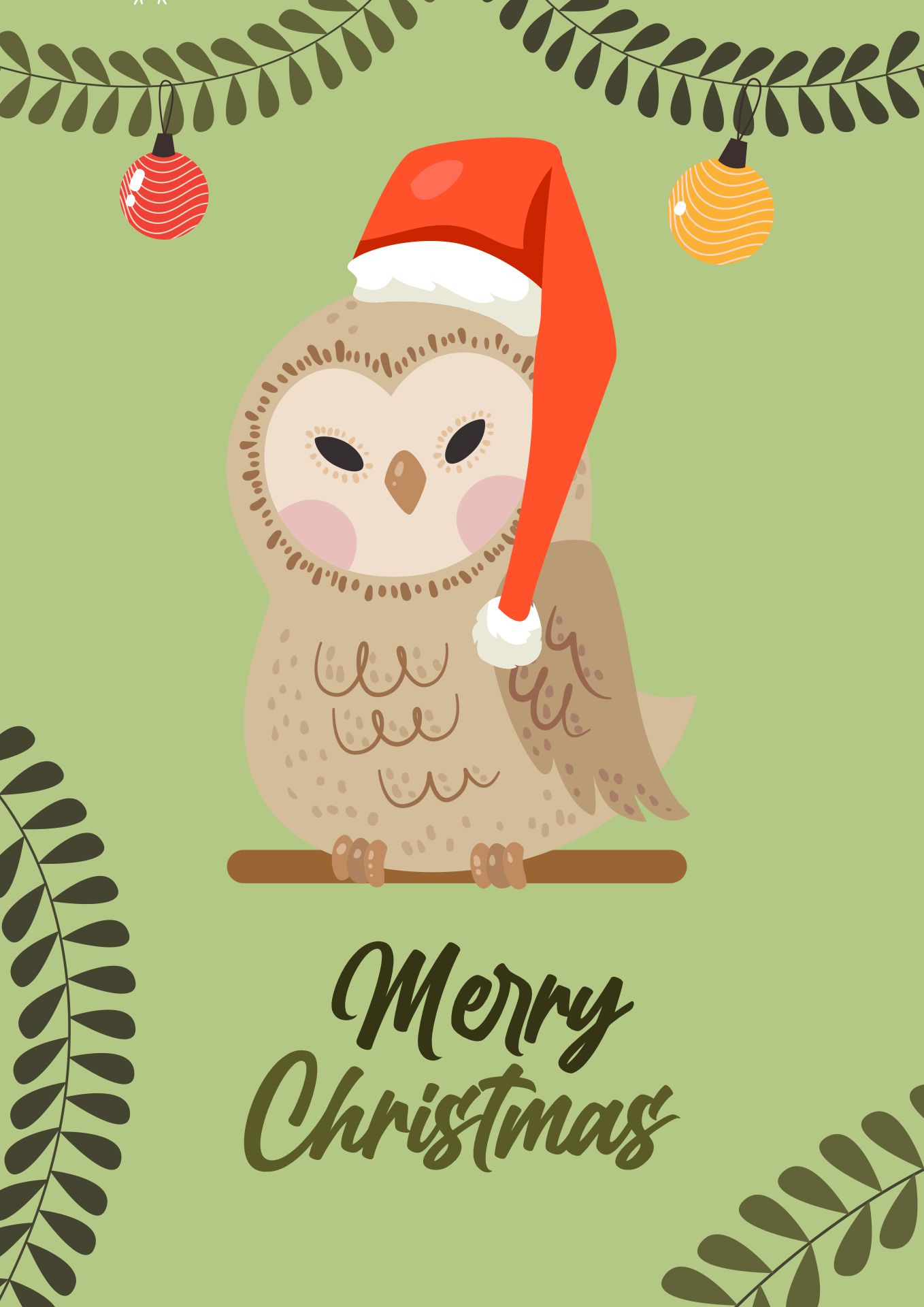 Owl-Themed Christmas Card Printables