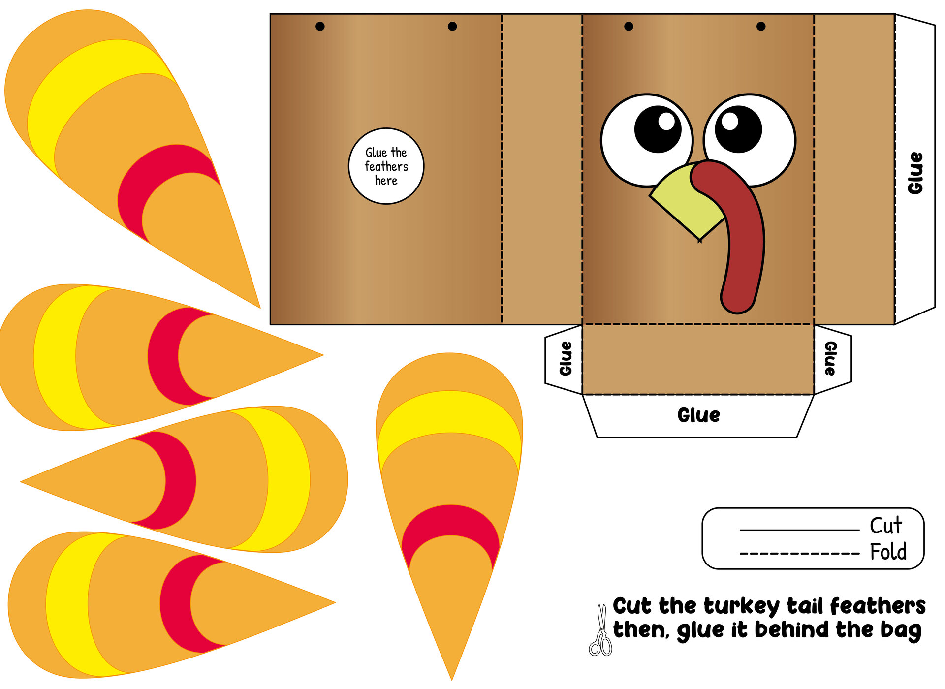 Paper Bag Turkey Craft Template