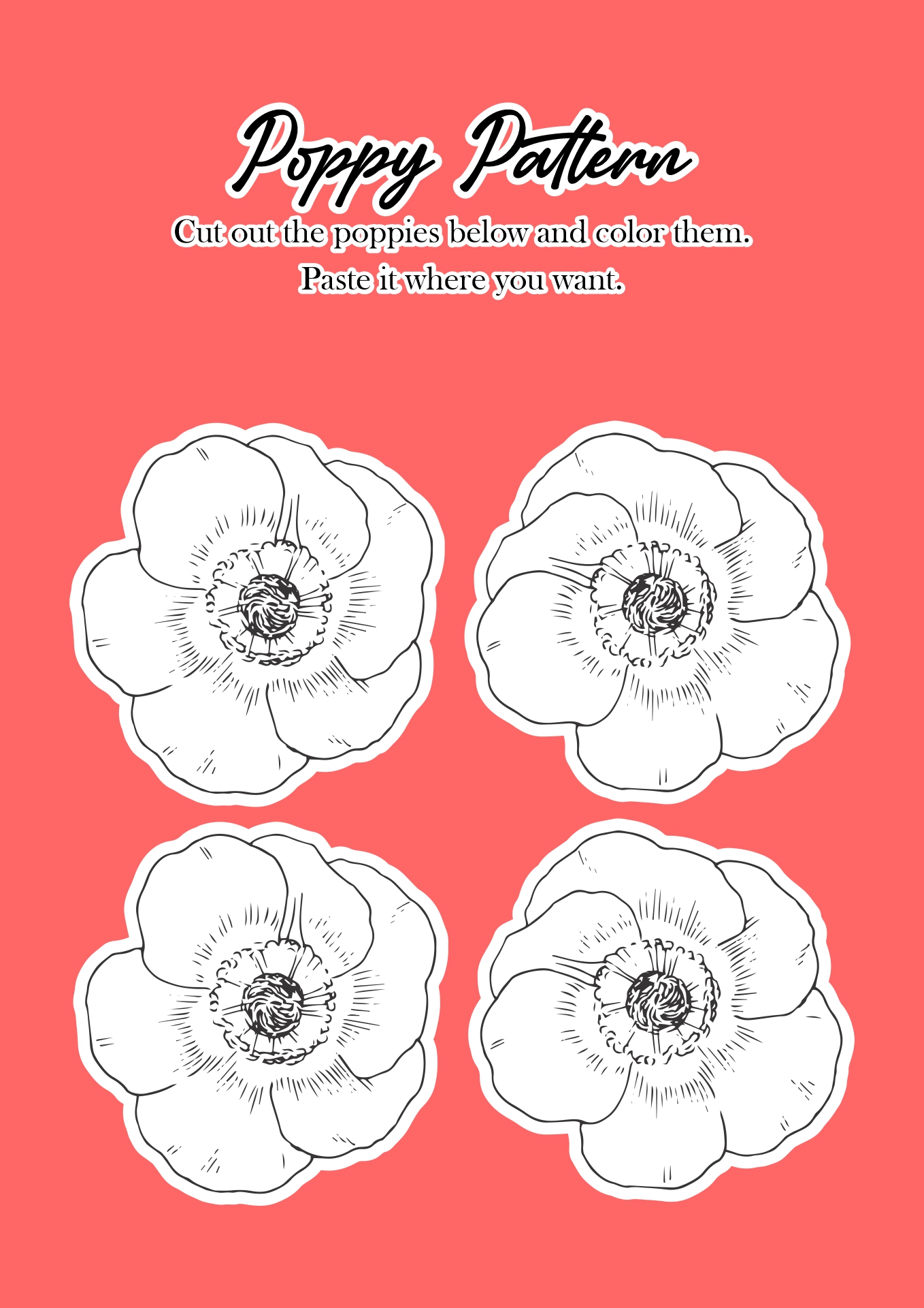 Paper Poppy Craft Pattern