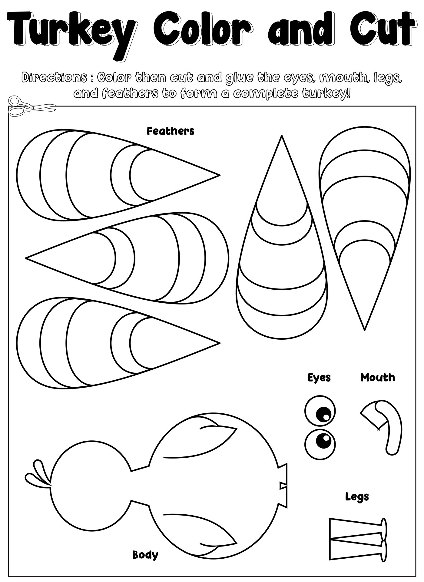 Preschool Thanksgiving Turkey Crafts Printable