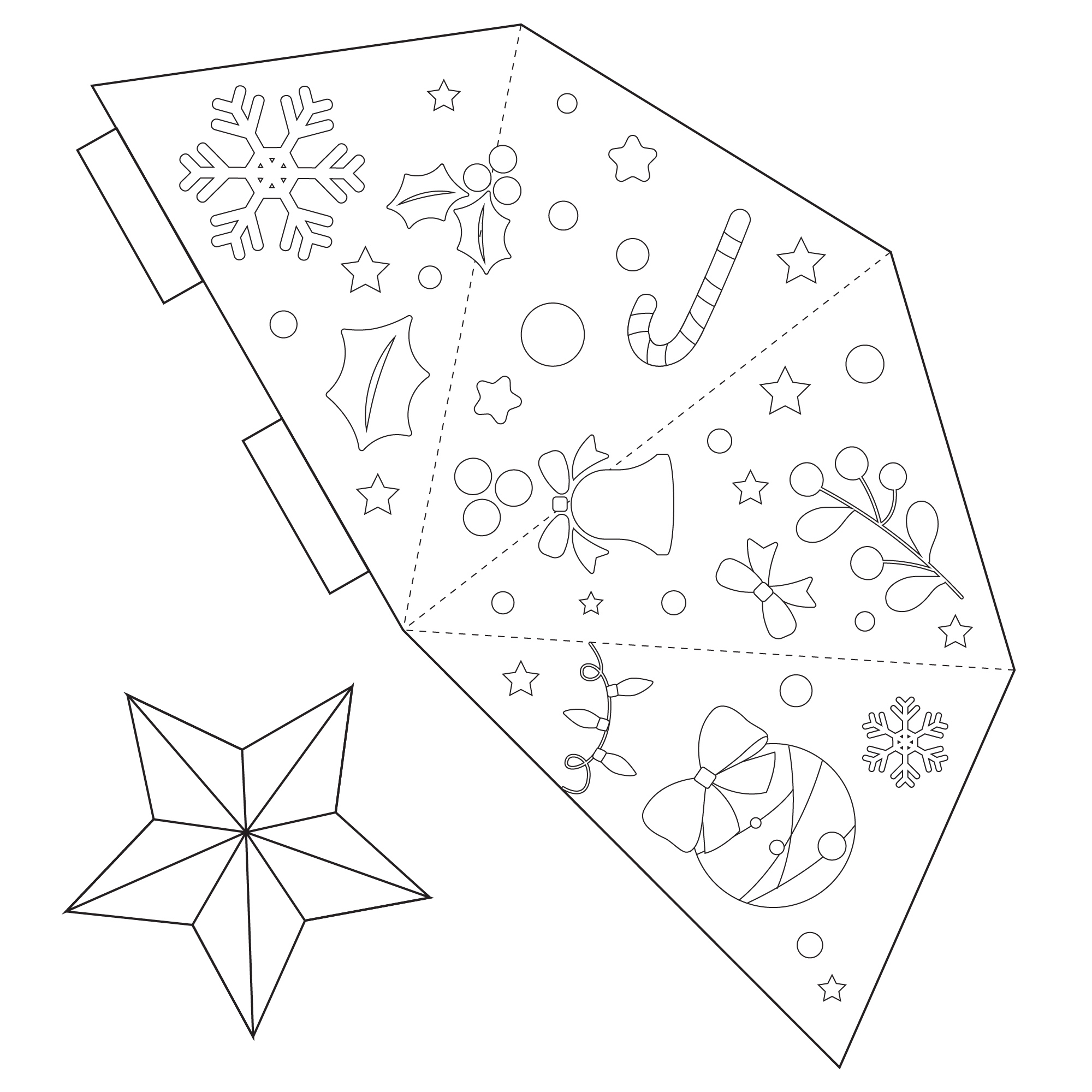 Printable 3D Christmas Tree Paper Craft Coloring