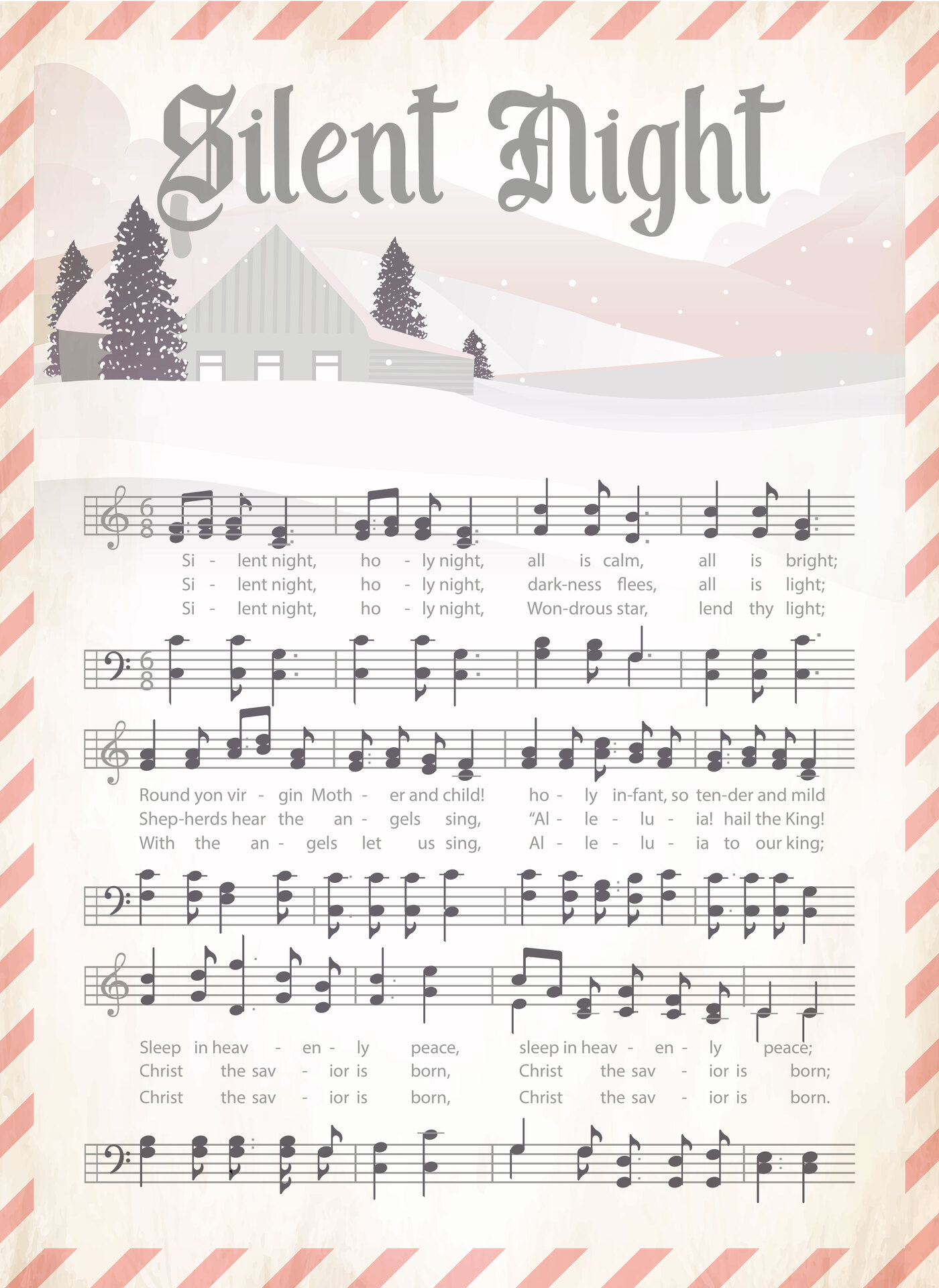 Printable Antique Silent Night Christmas Hymn