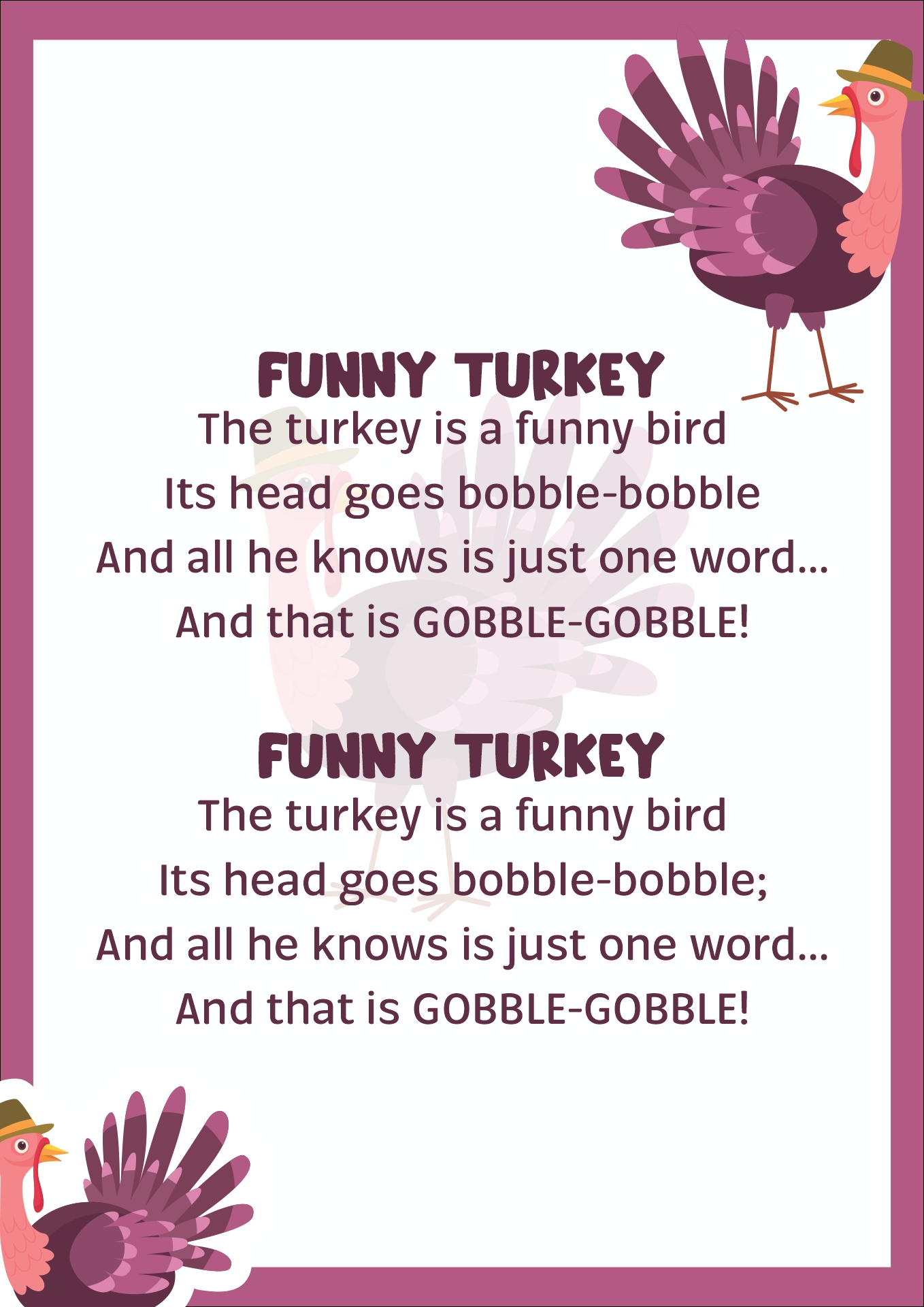 Printable Childrens Thanksgiving Poems