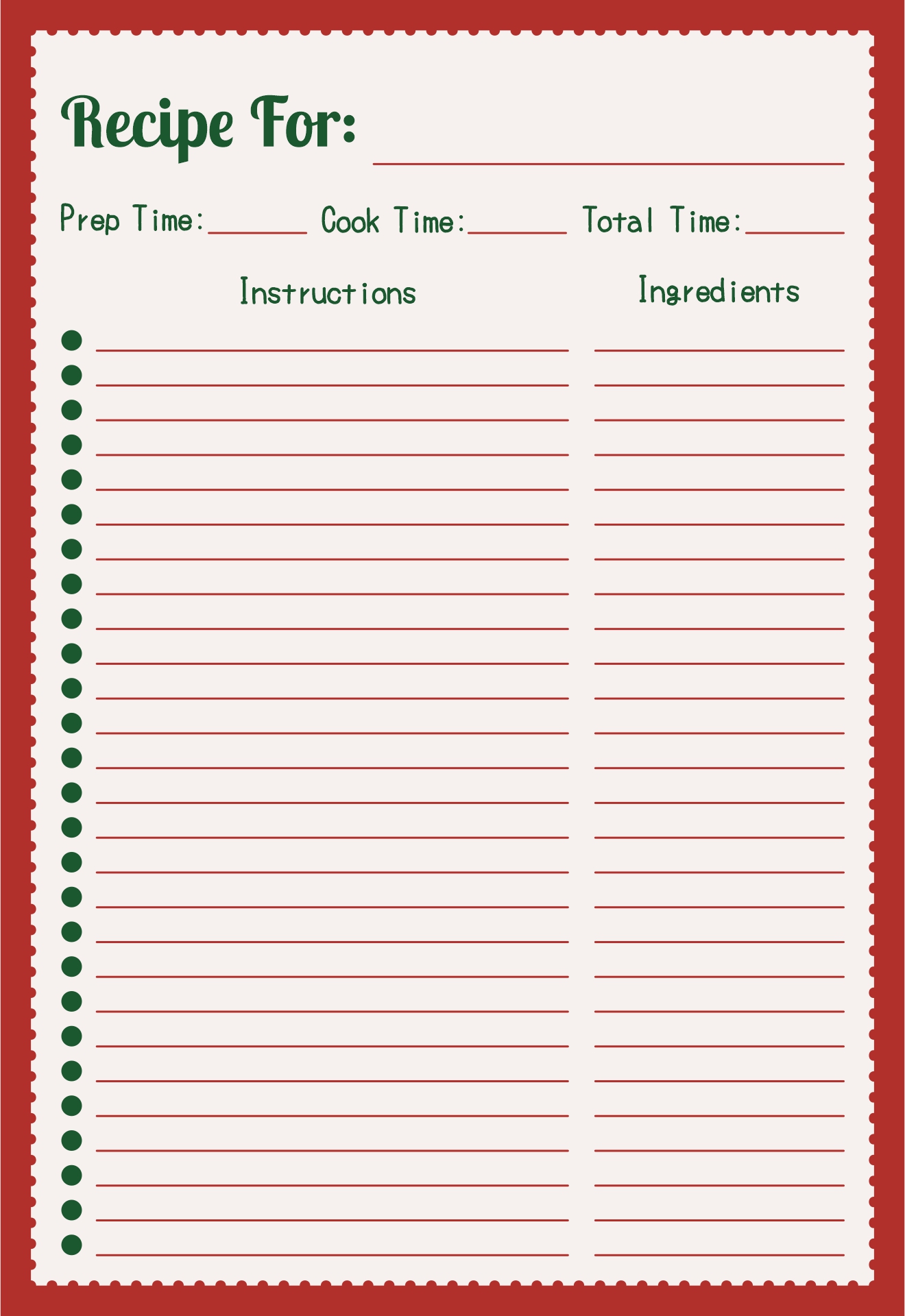 Printable Christmas Baking Recipe Book