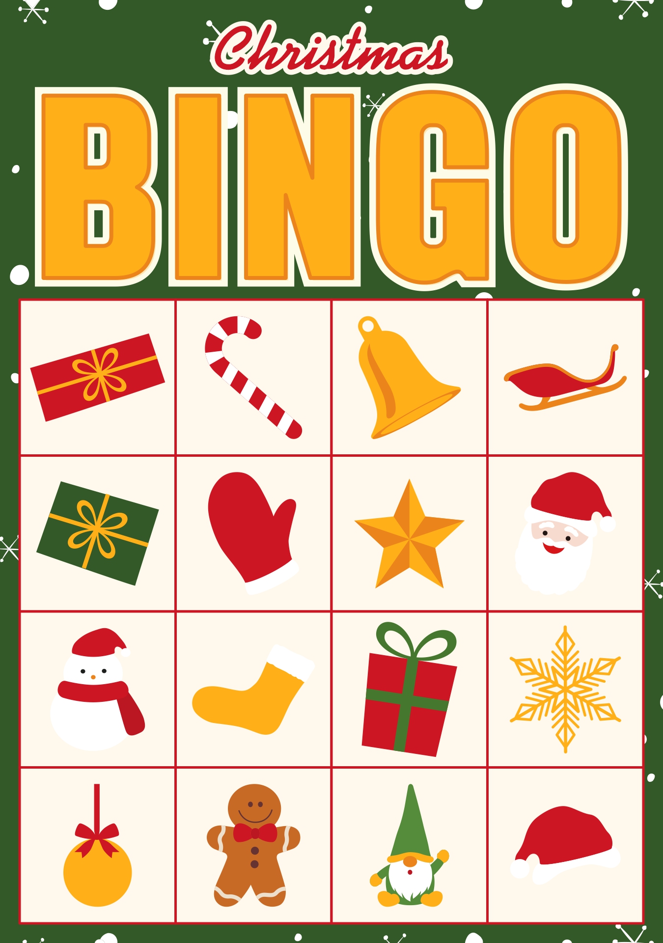 Printable Christmas Bingo Cards for Family Game Night