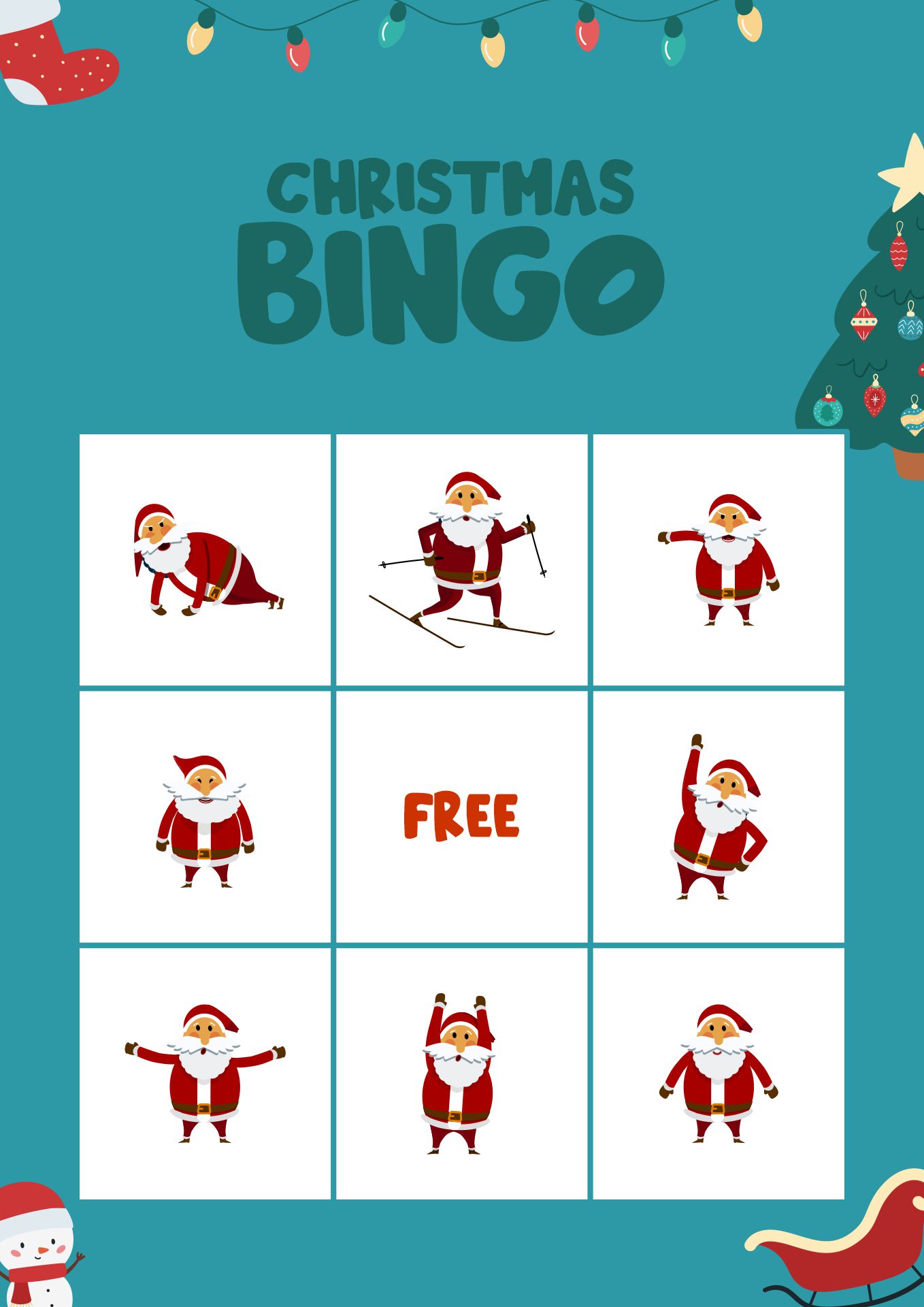 Printable Christmas Bingo Sheets with Santa Themes